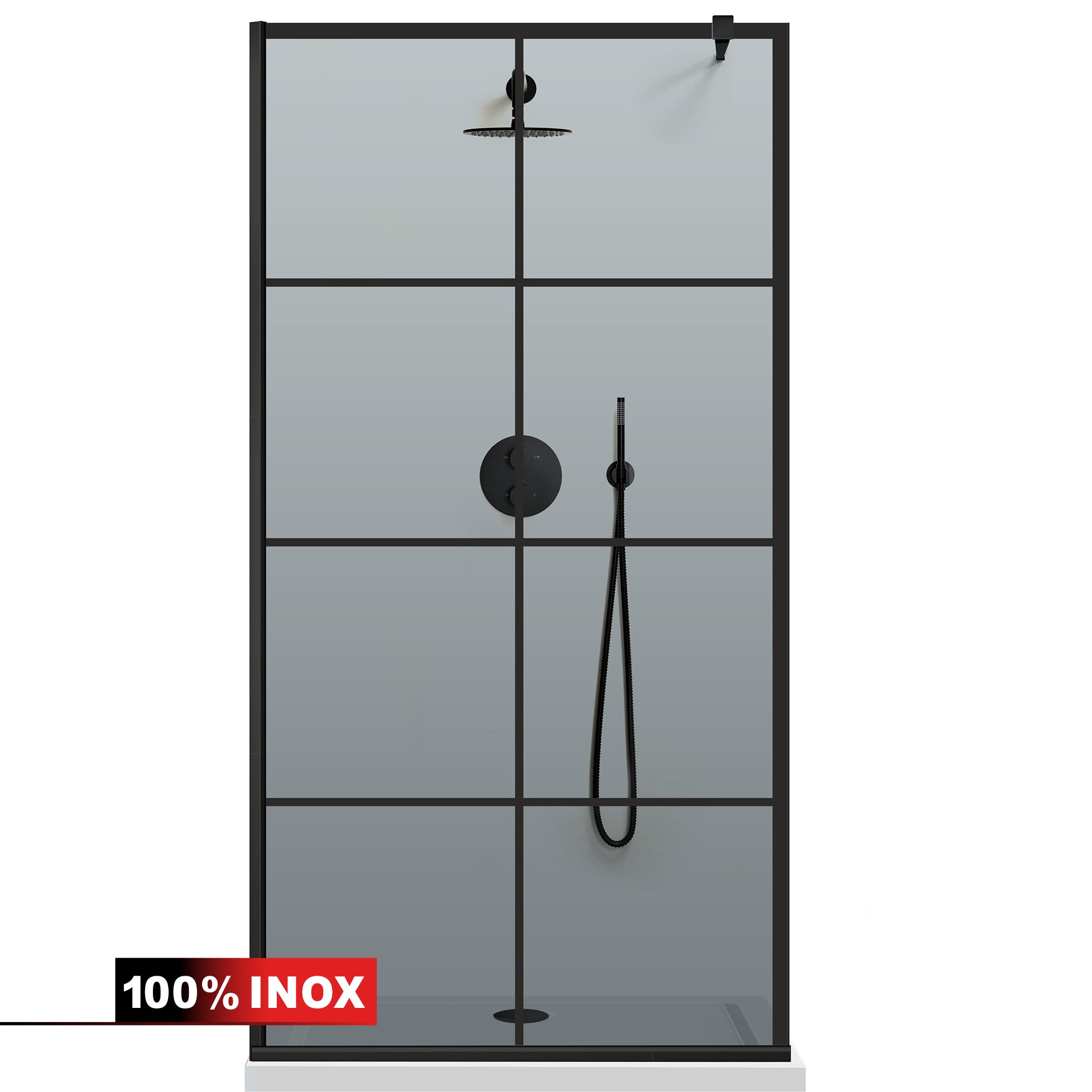Paravan dus Walk-in, Perete dus Negru, #Gri #Szürke