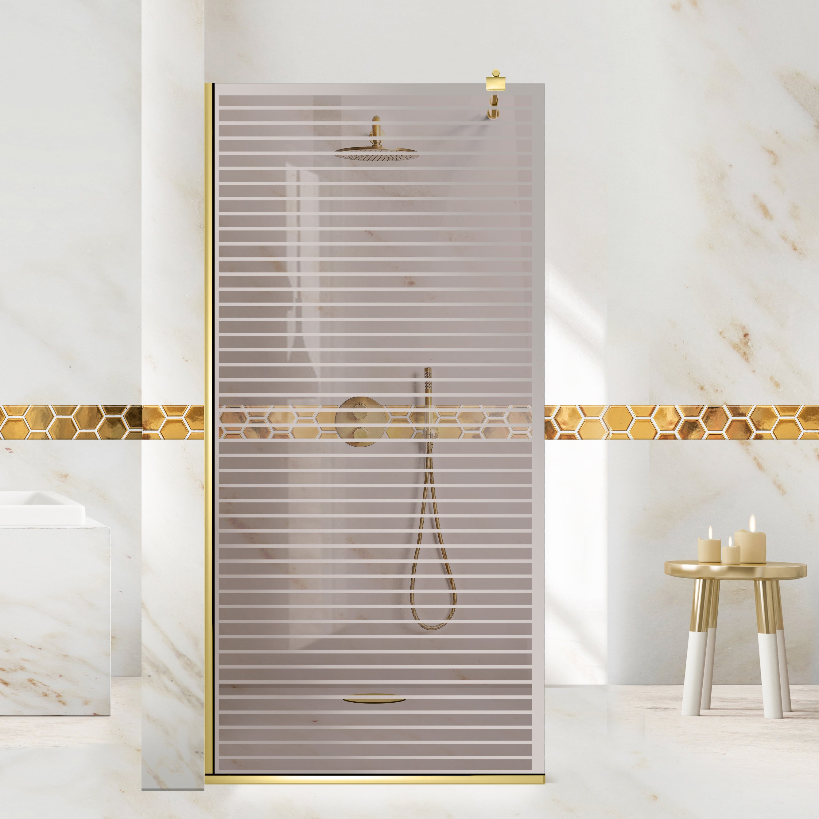 Paravan dus Walk-in, Perete dus Auriu, #Bronz #Bronz