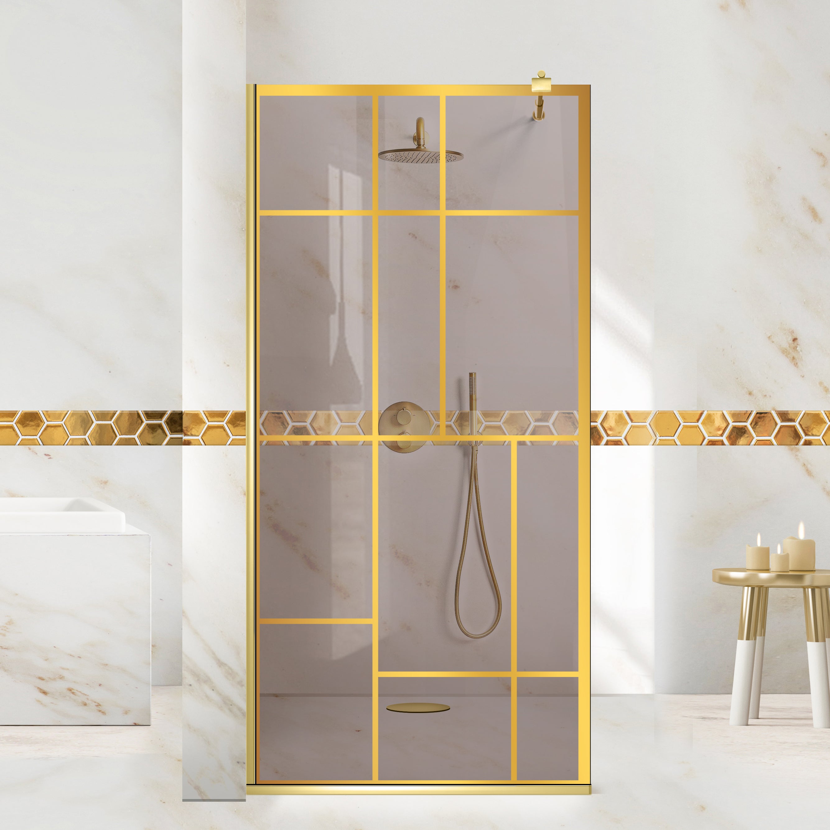 Paravan dus Walk-in, Perete dus Auriu, #Bronz #Bronz