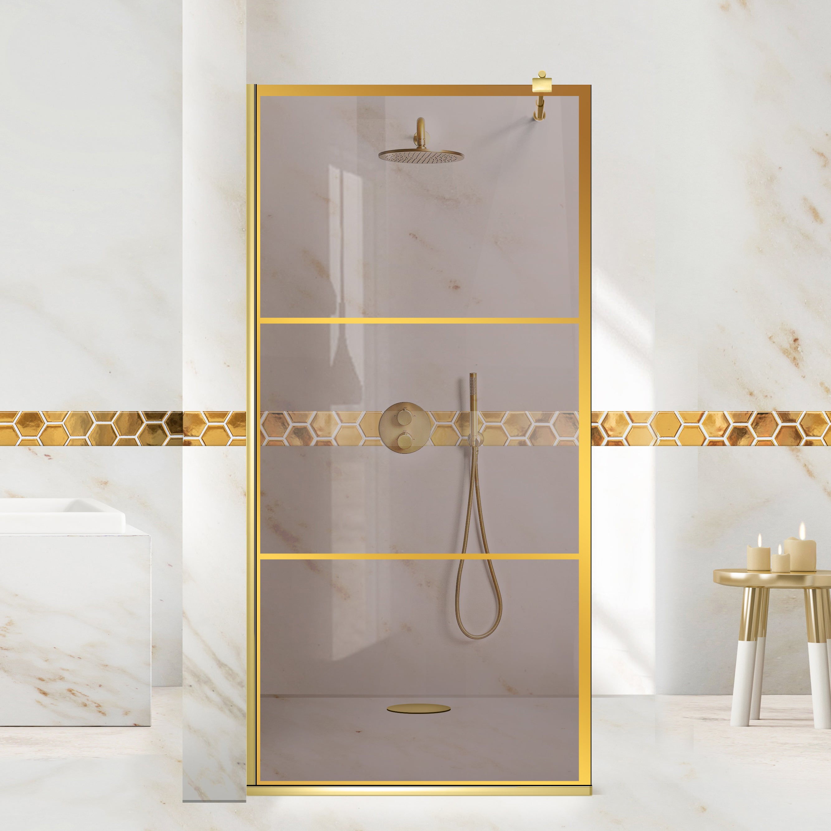 Paravan dus Walk-in, Perete dus Auriu, #Bronz #Bronz