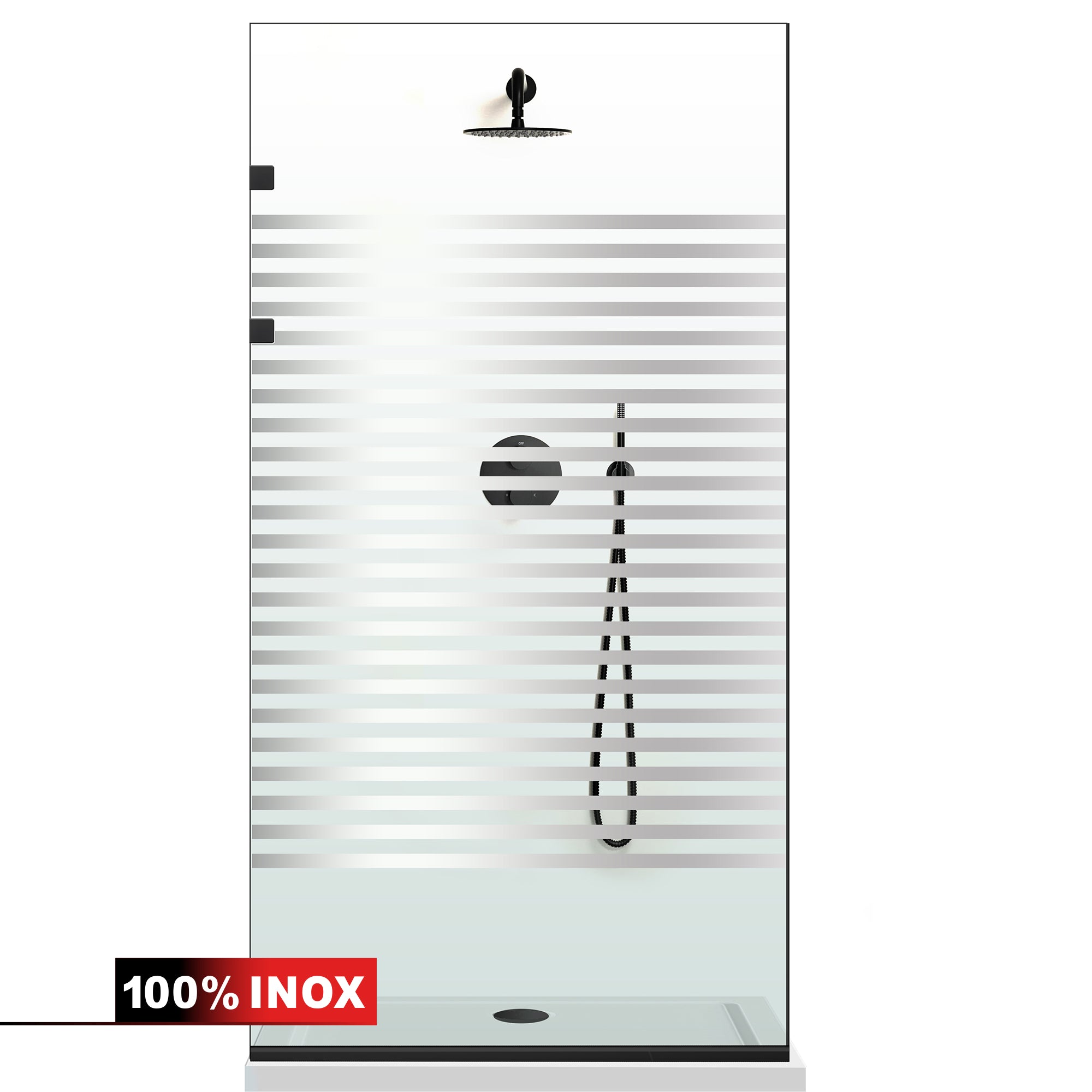 Paravan dus Walk-in, Perete dus Inox, negru mat, #Clara #Víztiszta