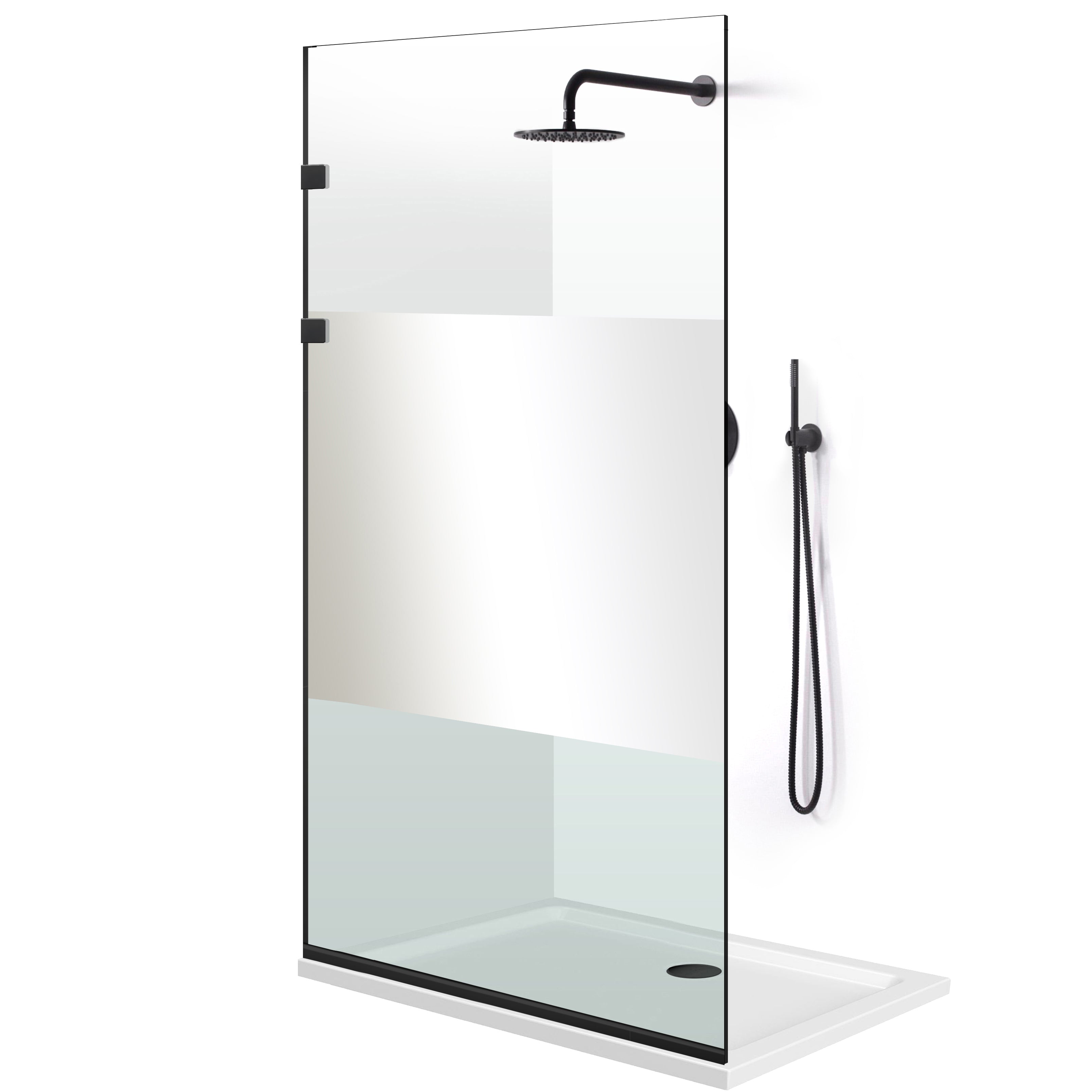 Paravan dus Walk-in, Perete dus Inox, negru mat, #Clara #Víztiszta