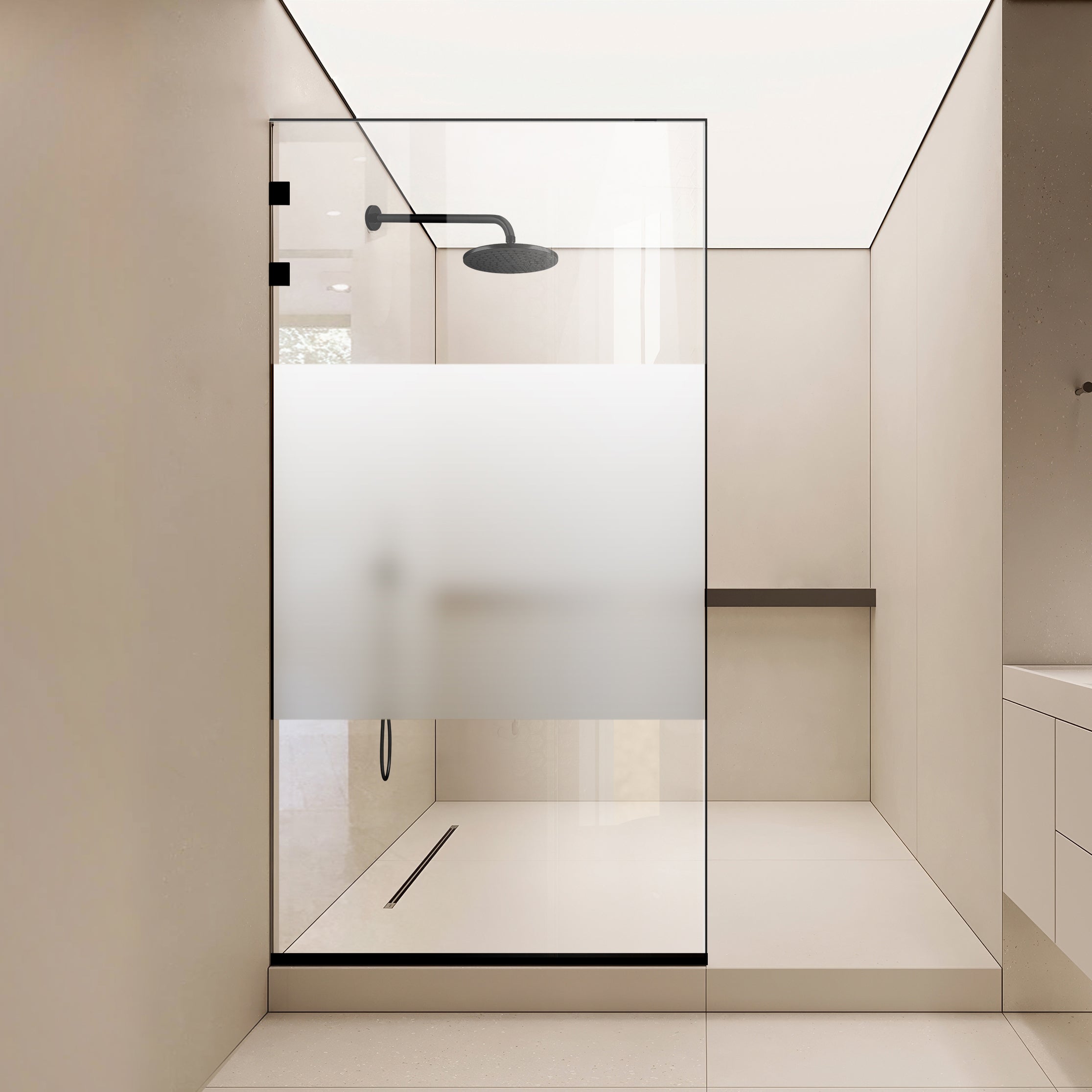 Paravan dus Walk-in, Perete dus Inox, #Clara #Víztiszta