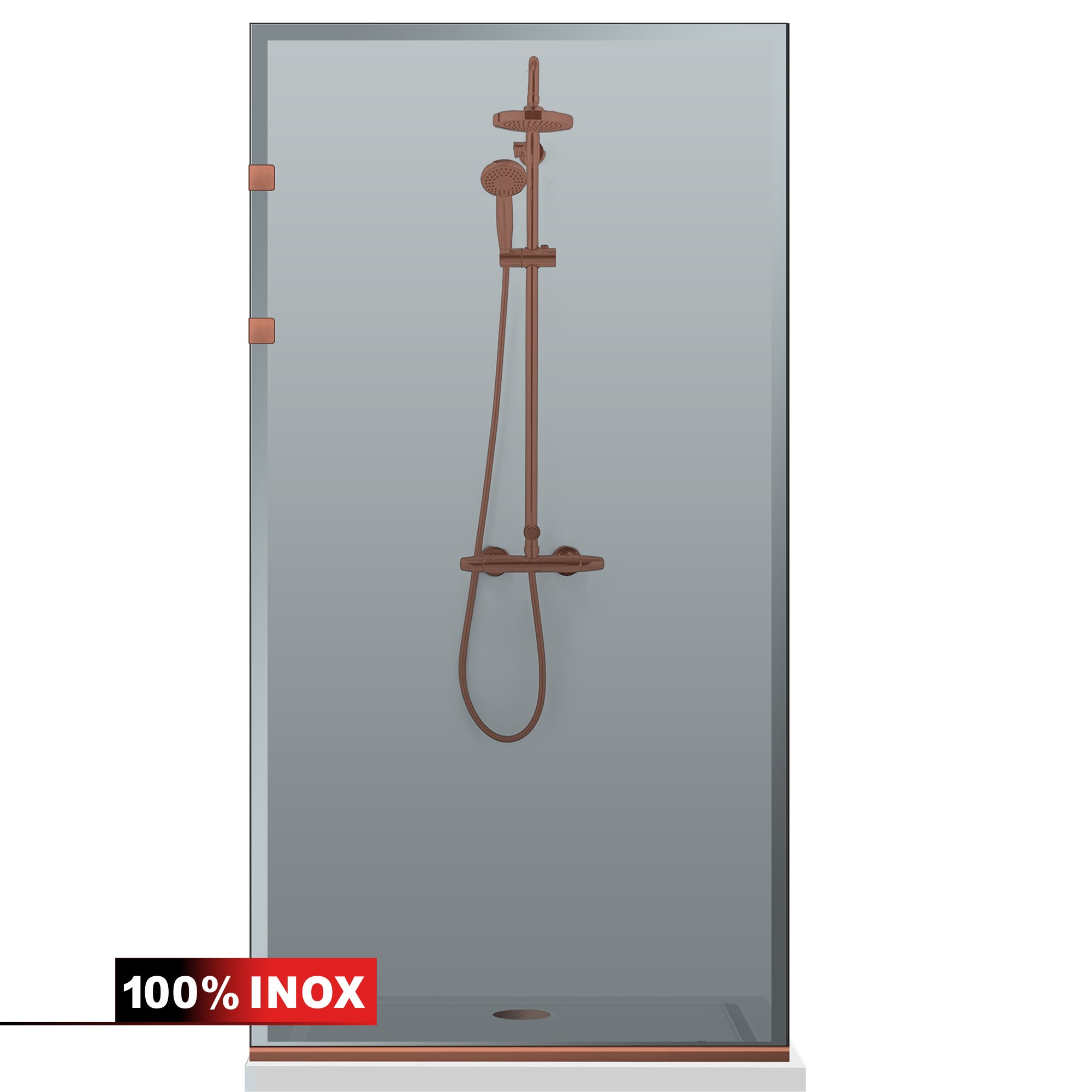 Paravan dus Walk-in, Perete dus Inox, cupru #Gri