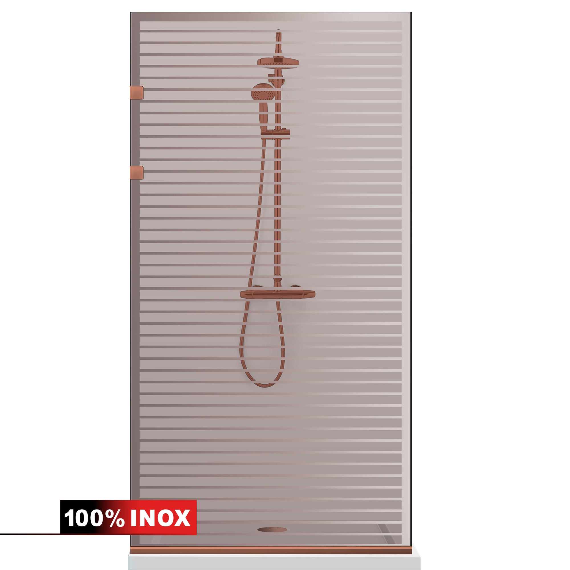 Paravan dus Walk-in, Perete dus Inox, cupru #Bronz