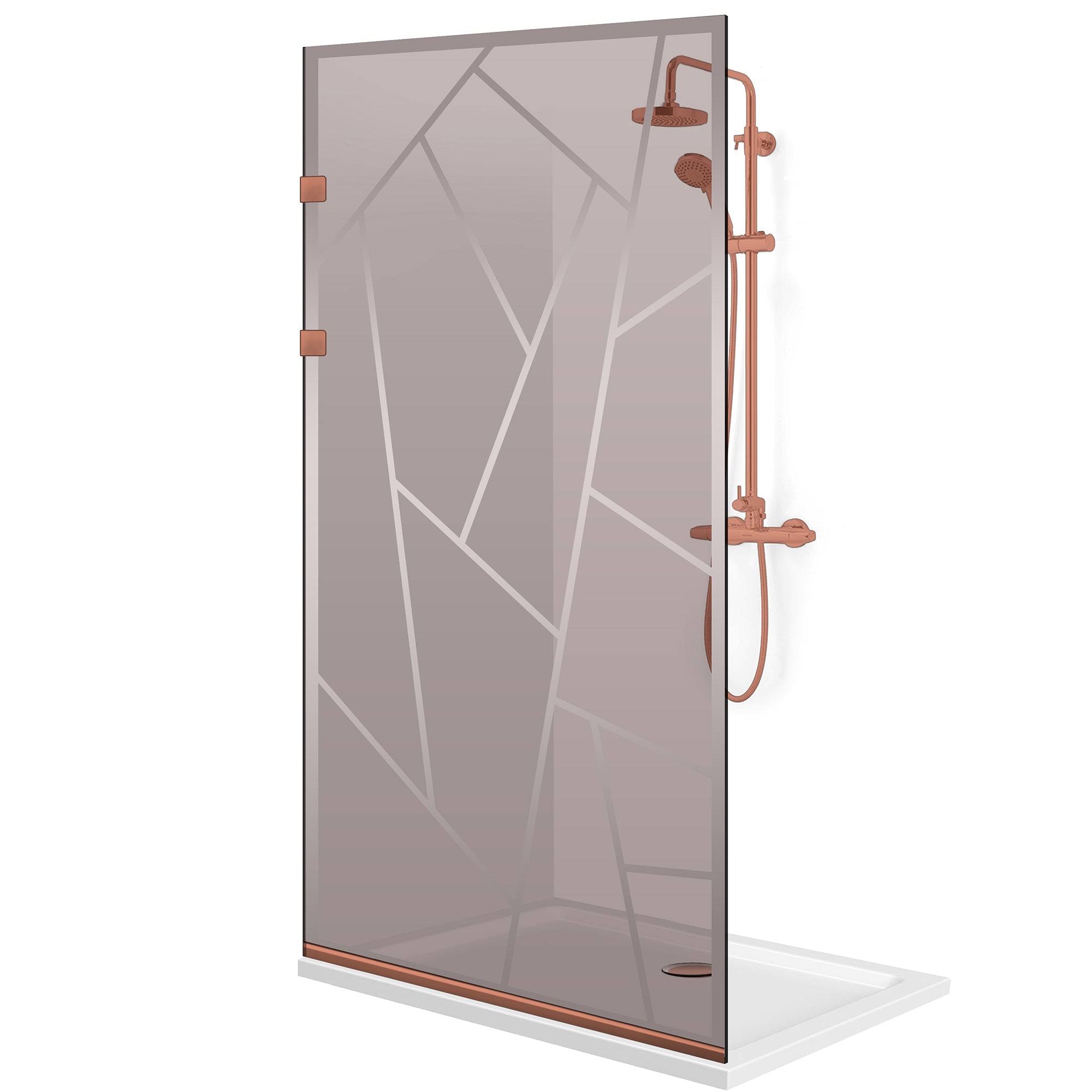 Paravan dus Walk-in, Perete dus Inox, cupru #Bronz