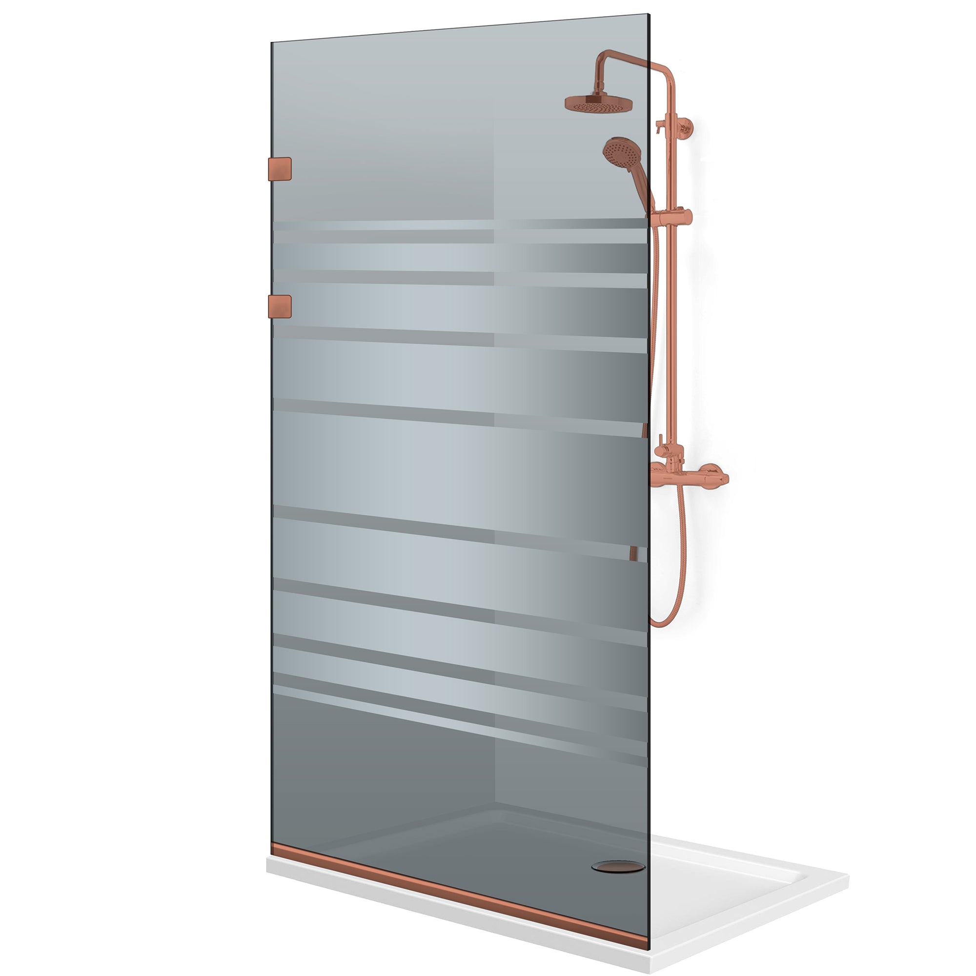 Paravan dus Walk-in, Perete dus Inox, cupru #Gri