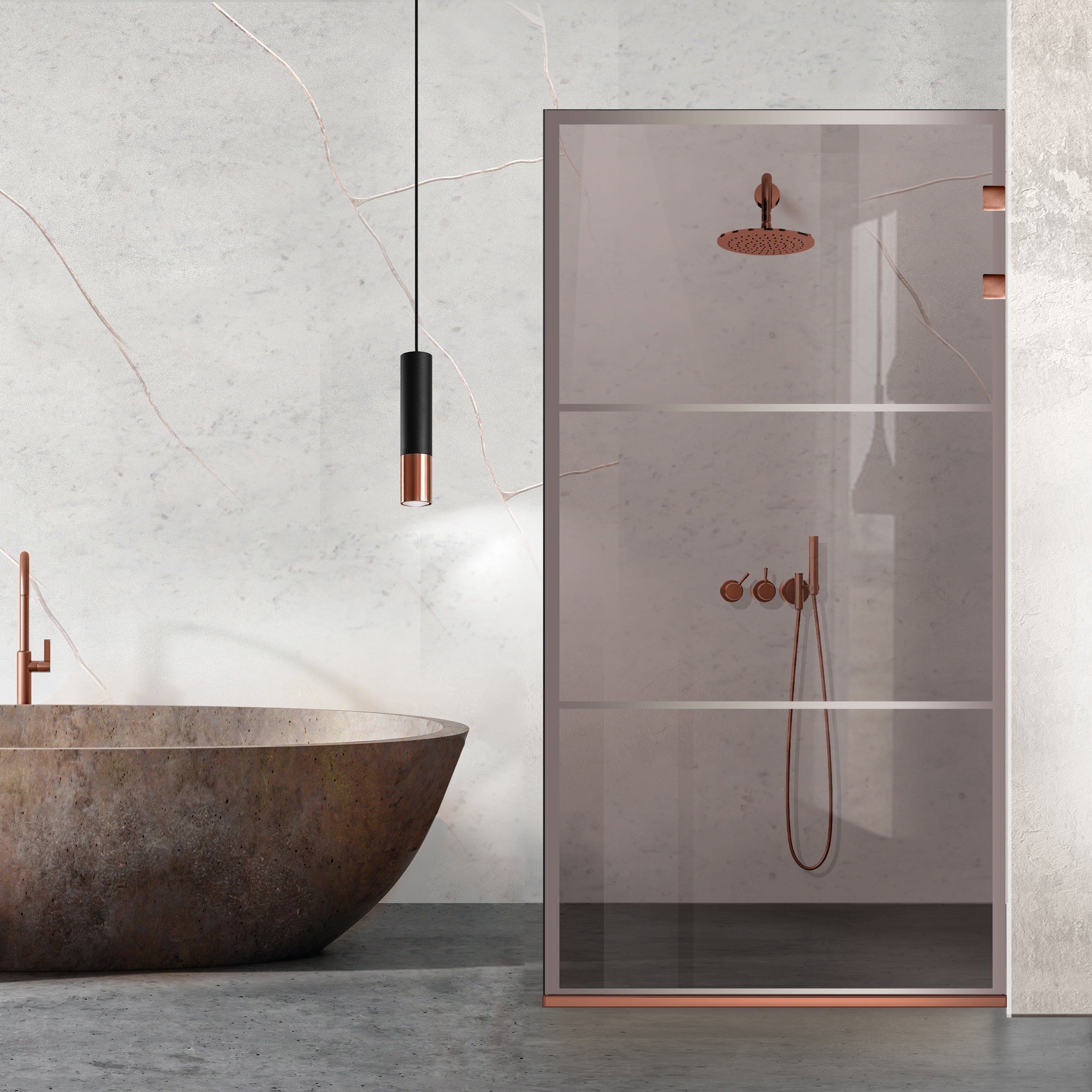 Shower Screens Walk-in, Stainless steel shower wall, copper #Bronze
