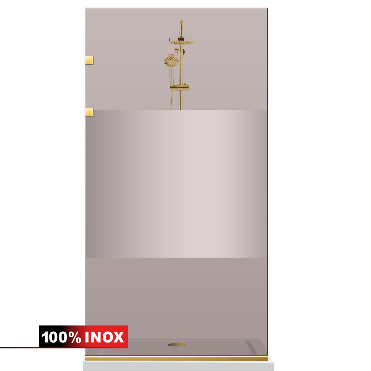 Paravan dus Walk-in, Perete dus Inox, auriu #Bronz