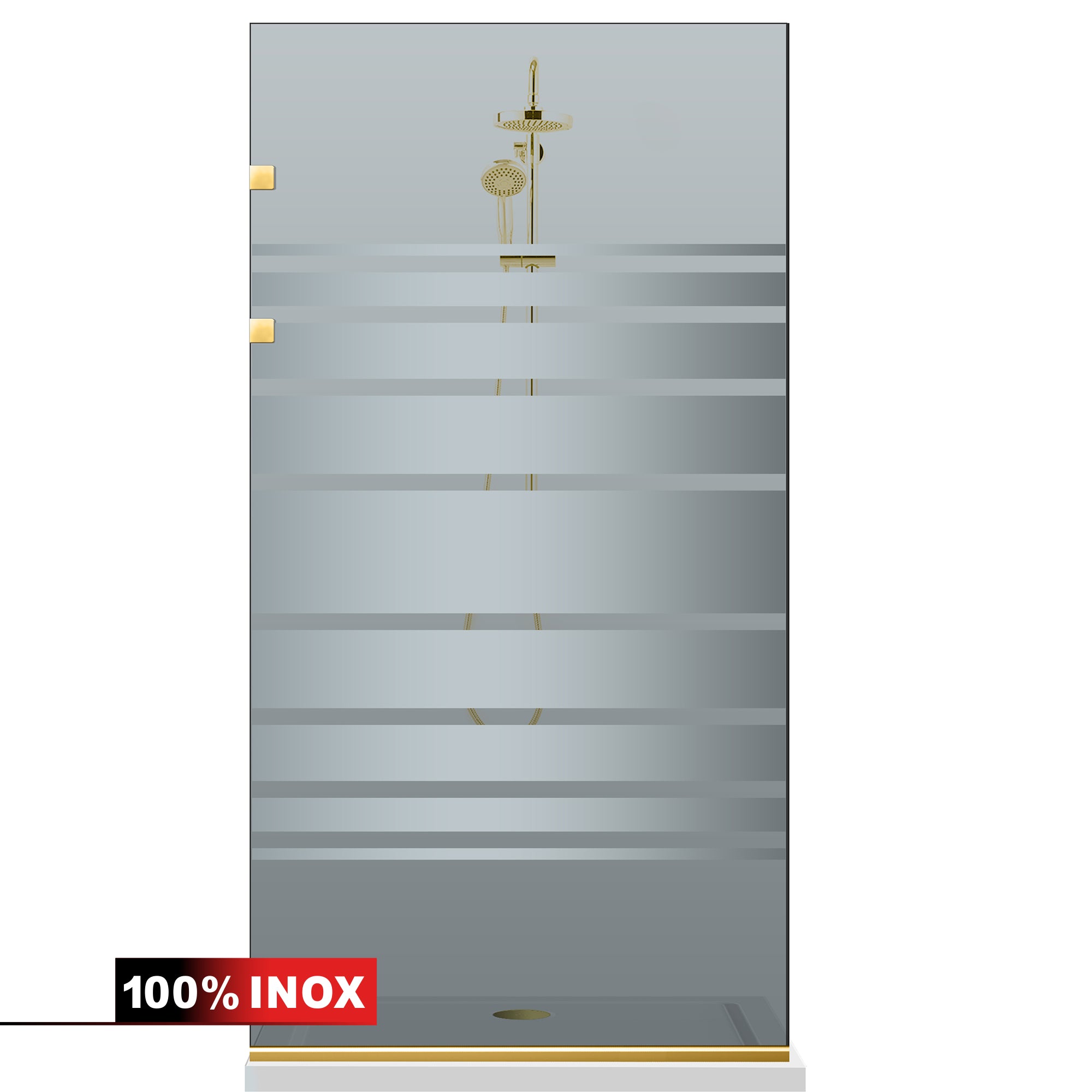 Paravan dus Walk-in, Perete dus Inox, auriu #Gri