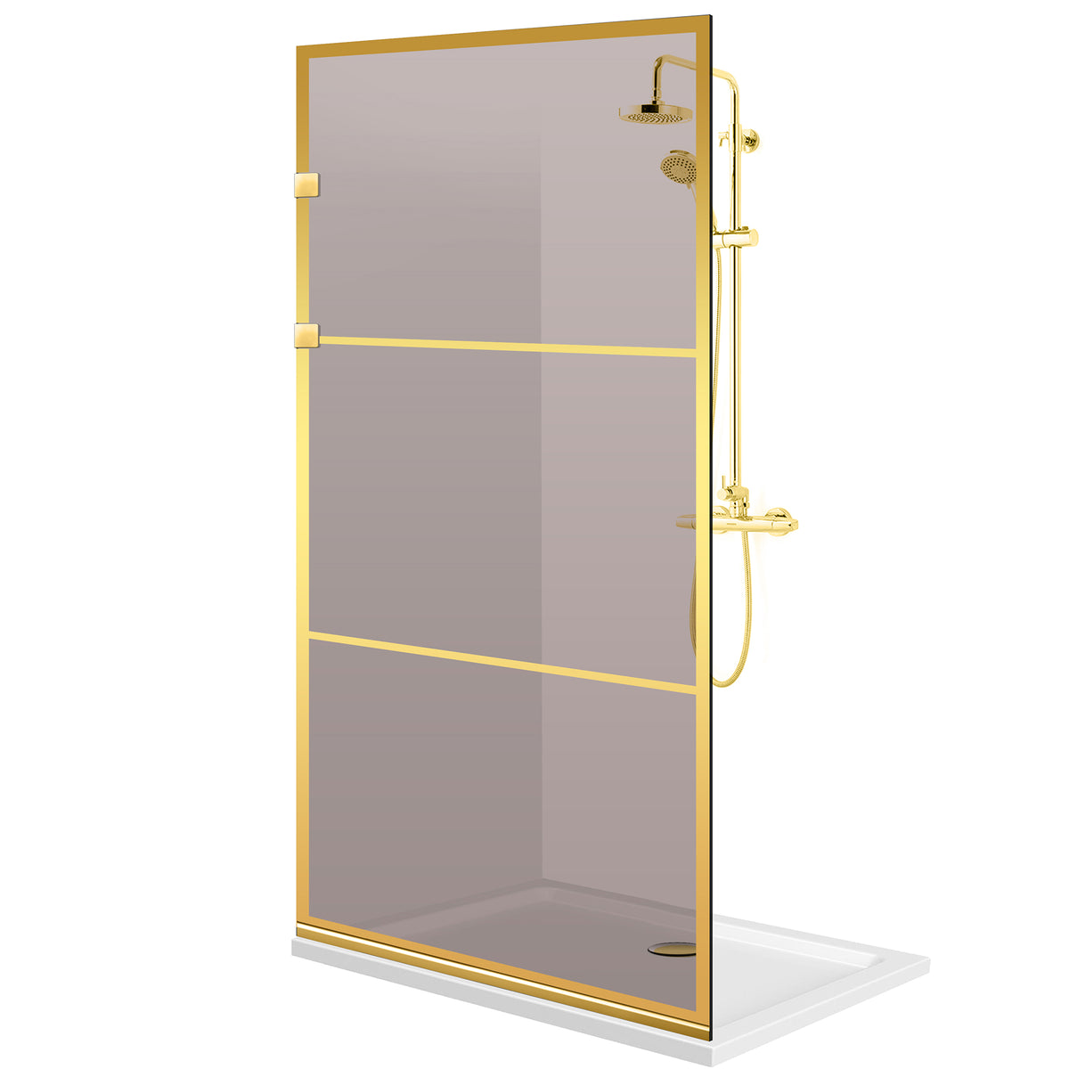 Paravan dus Walk-in, Perete dus Inox, auriu #Bronz