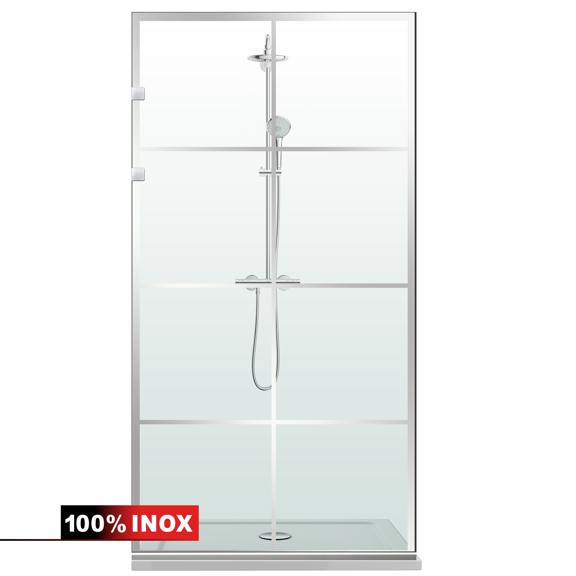 Paravan dus Walk-in, Perete dus Inox, #Clara
