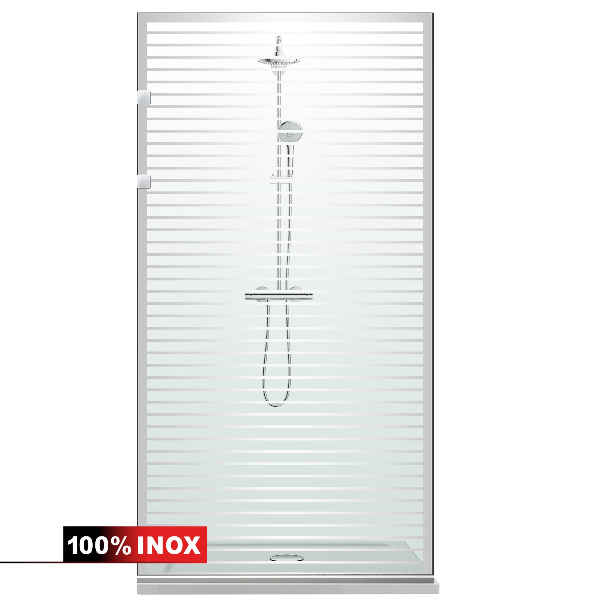 Paravan dus Walk-in, Perete dus Inox, #Clara