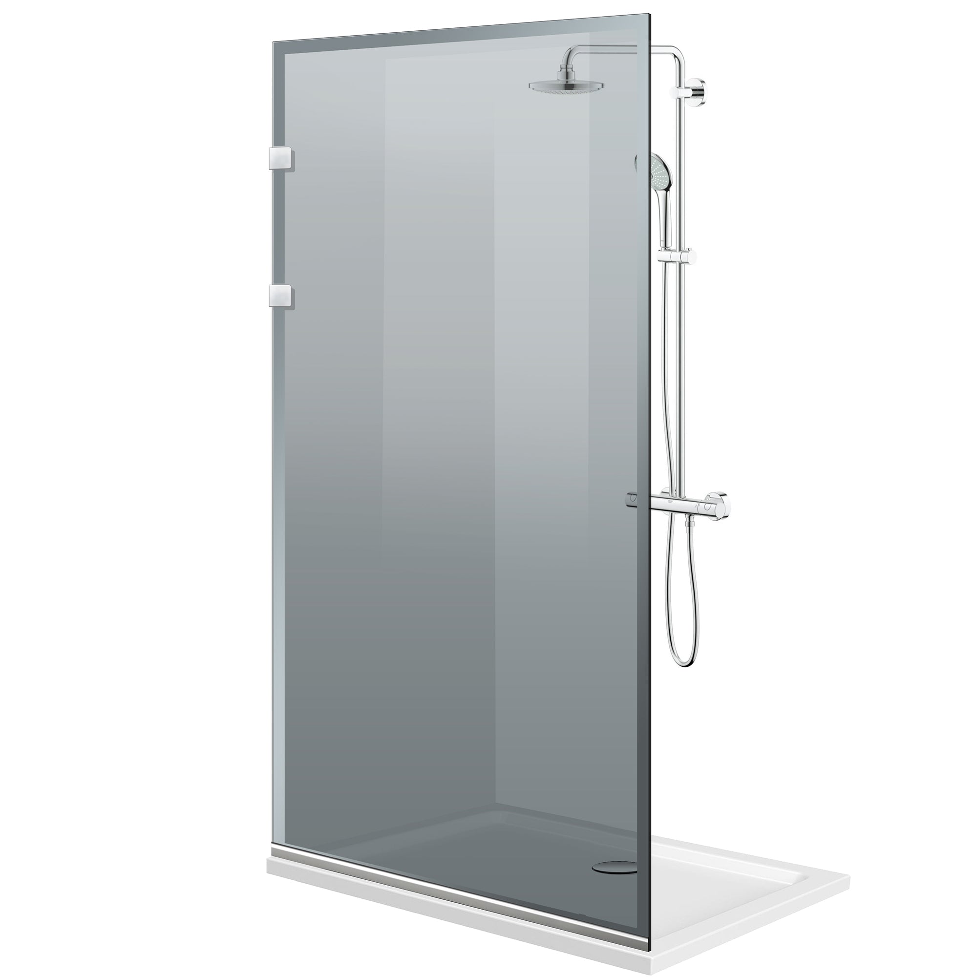 Paravan dus Walk-in, Perete dus Inox, #Gri