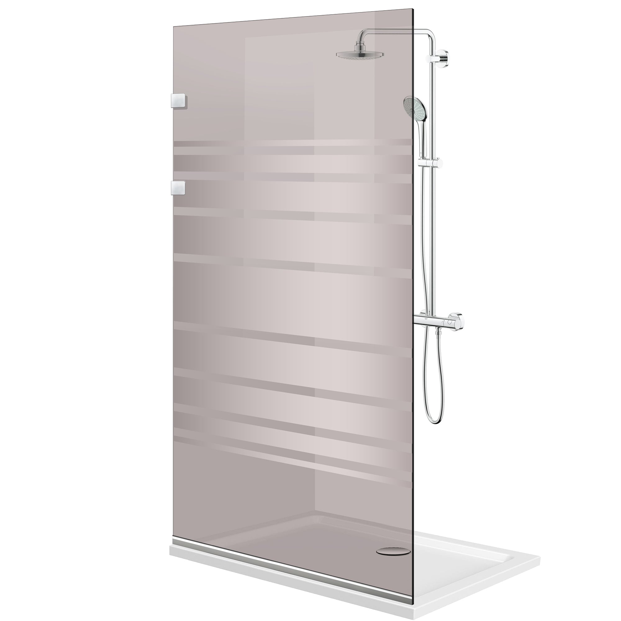 Paravan dus Walk-in, Perete dus Inox, #Bronz