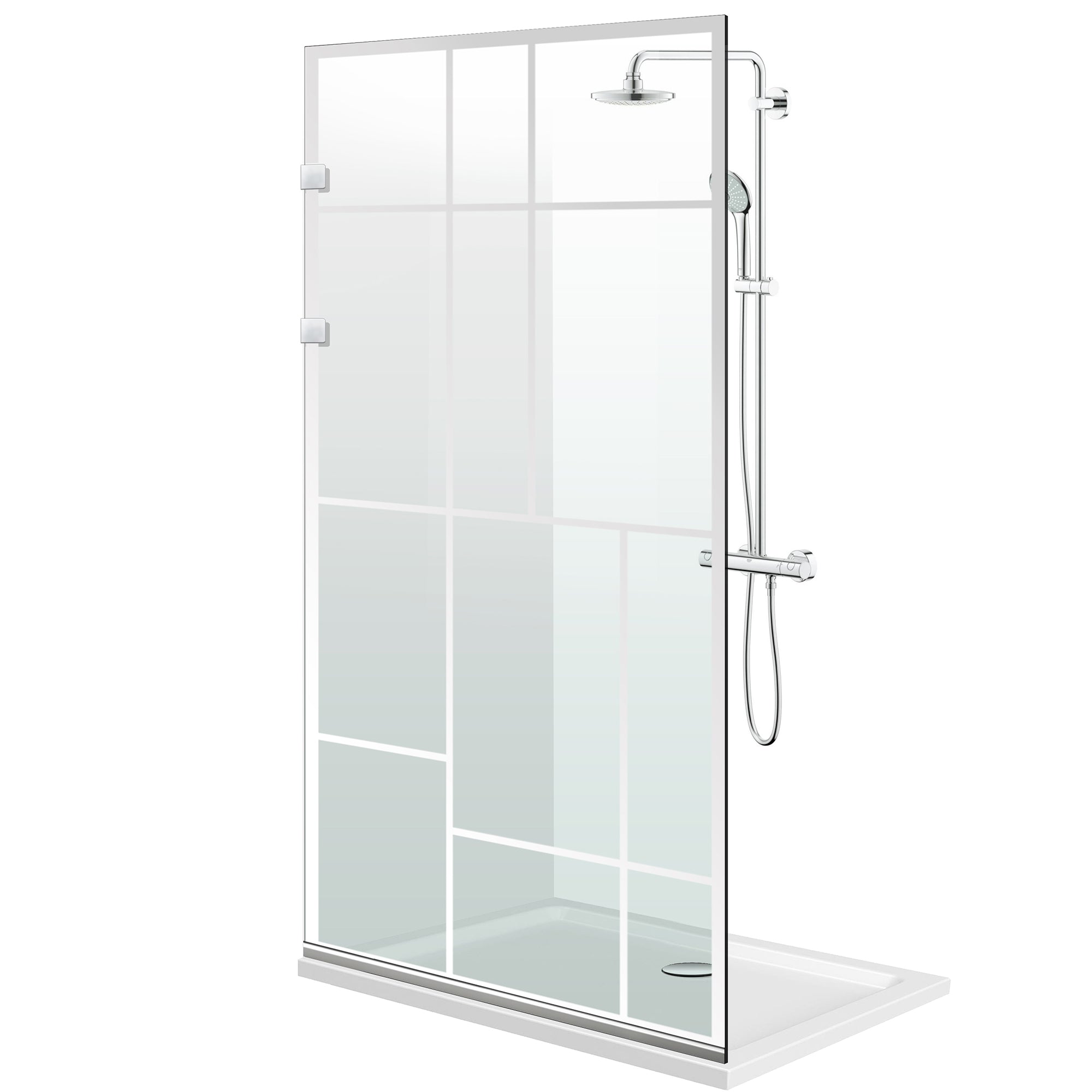 Paravan dus walk-in Aqua Elegance ® INOX, model Urban incolor, feronerie full inox, sticla clara, securizata