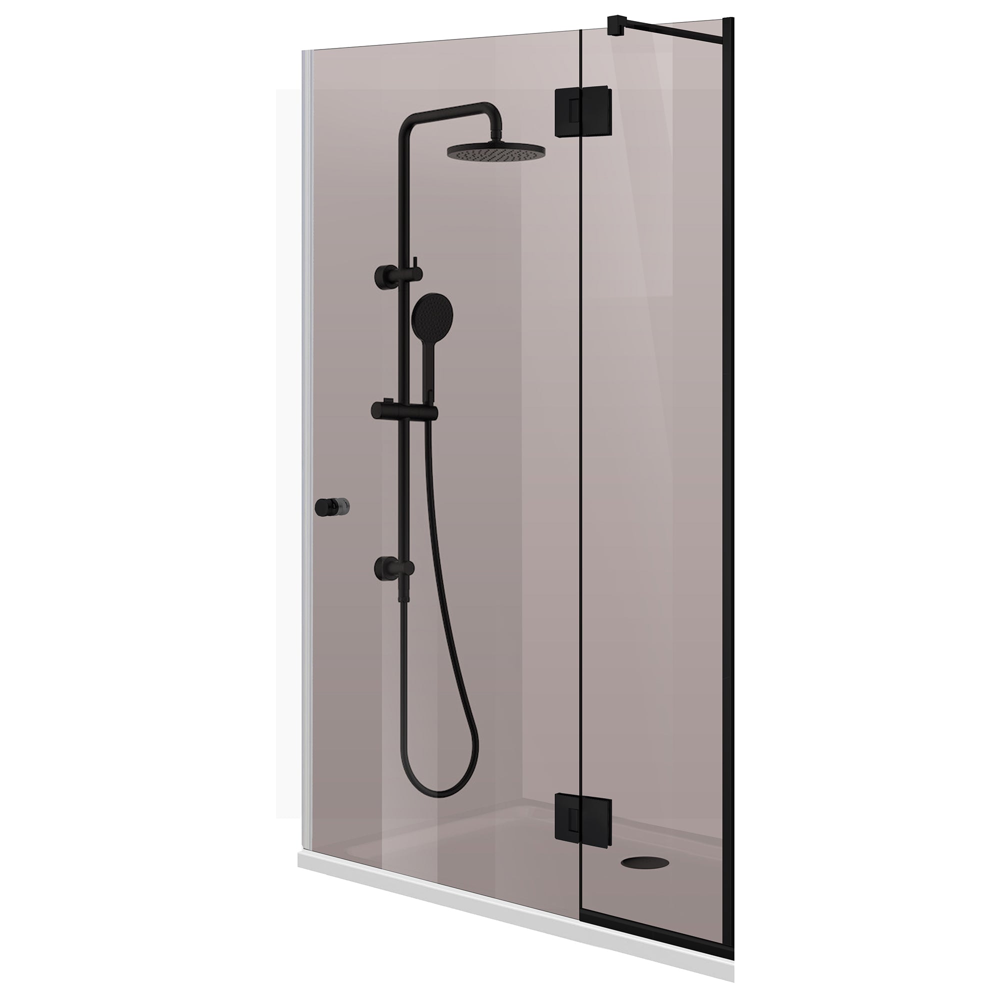 Usa dus cu perete fix Aqua Line Plus feronerie 100% INOX auriu, bara reglabila, sticla securizata 6 mm