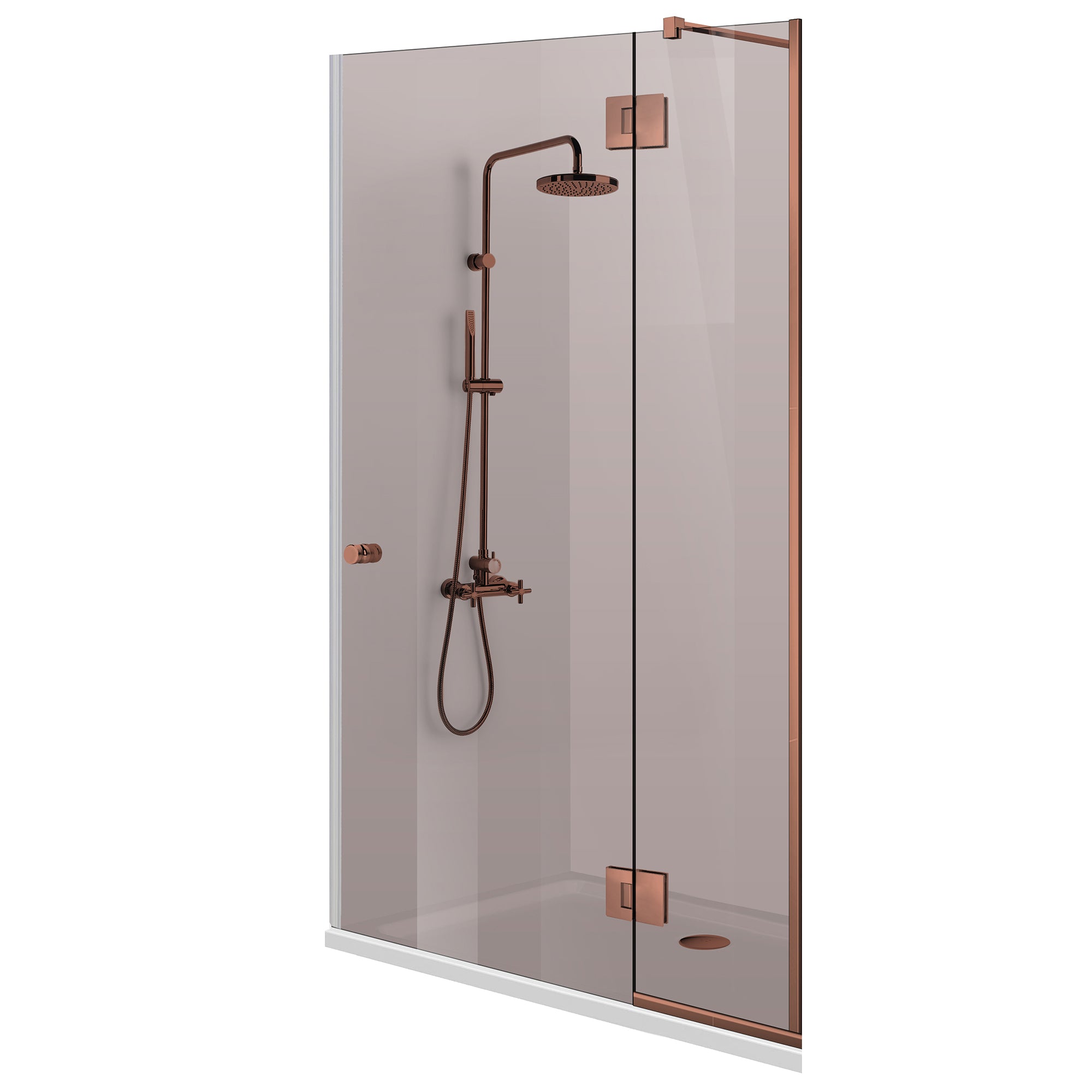 Usa dus cu perete fix Aqua Line Plus feronerie 100% INOX, bara reglabila, sticla securizata 8 mm