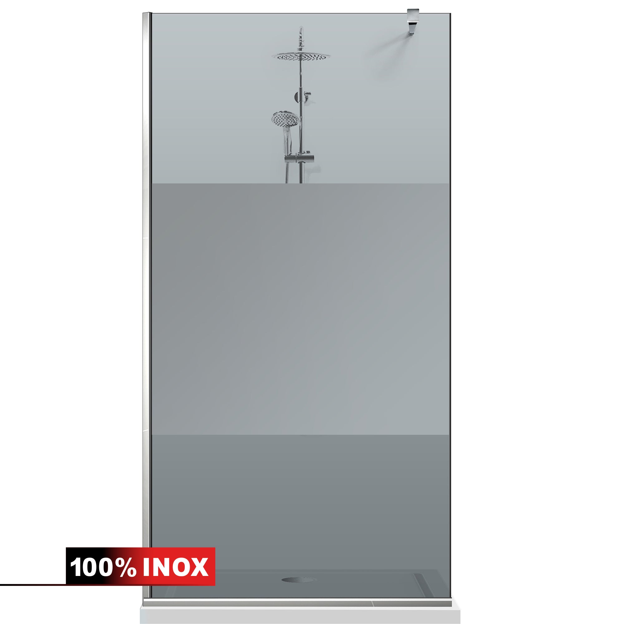 Paravan dus Walk-in, Perete dus Inox, #Gri #Szürke
