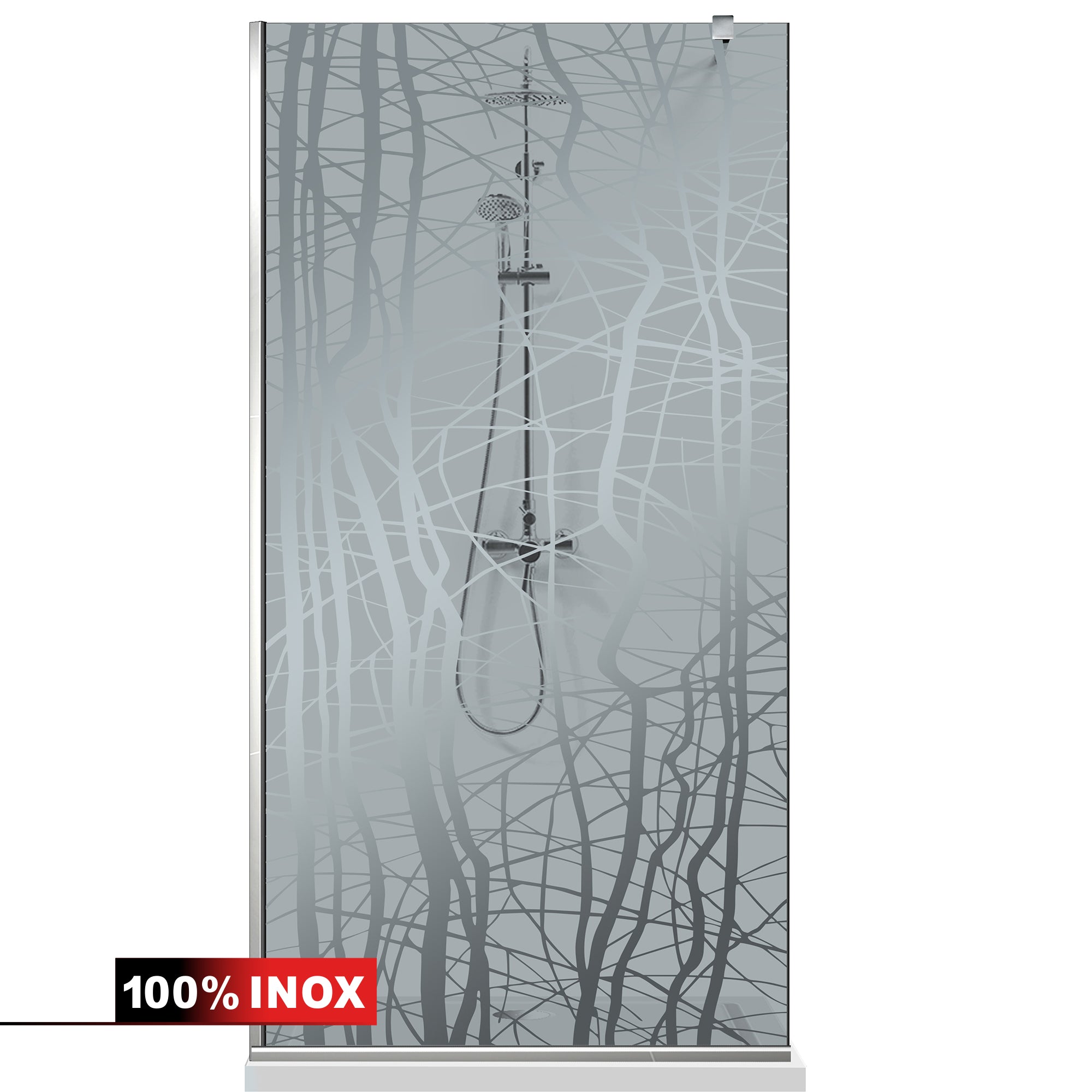 Paravan dus Walk-in, Perete dus Inox, #Gri #Szürke