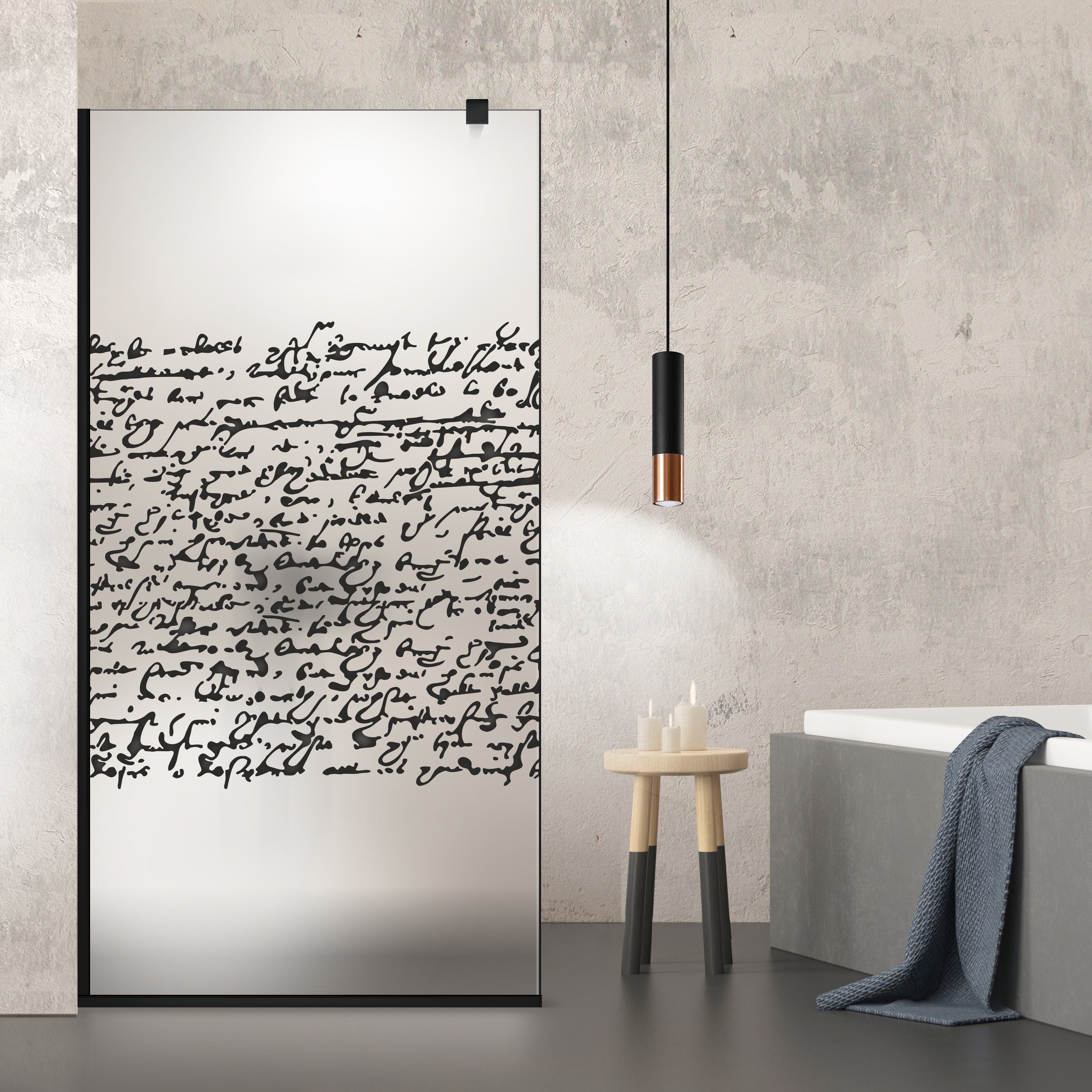 Paravan dus Walk-in, Perete dus Negru, #Mat #Matt