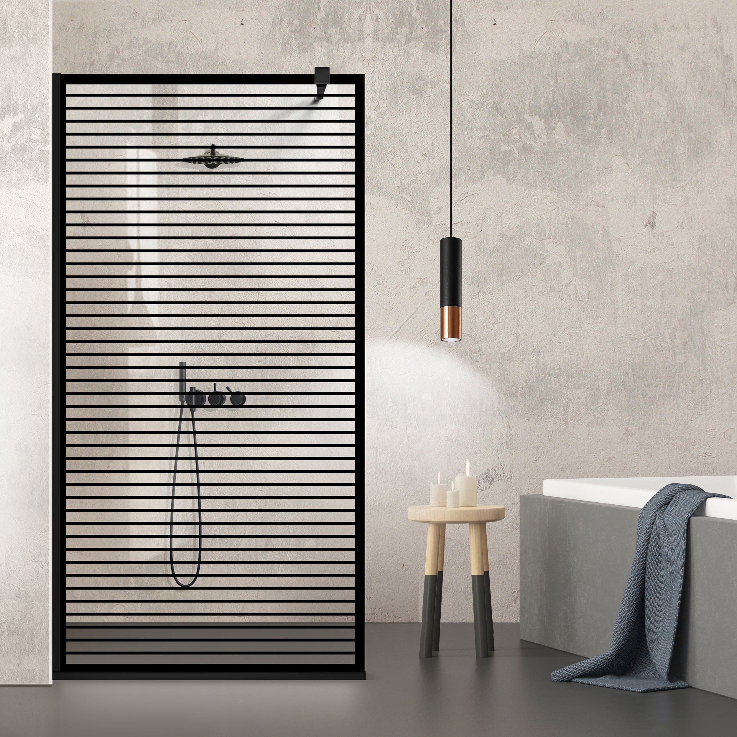 Paravan dus Walk-in, Perete dus Negru, #Clara #Víztiszta