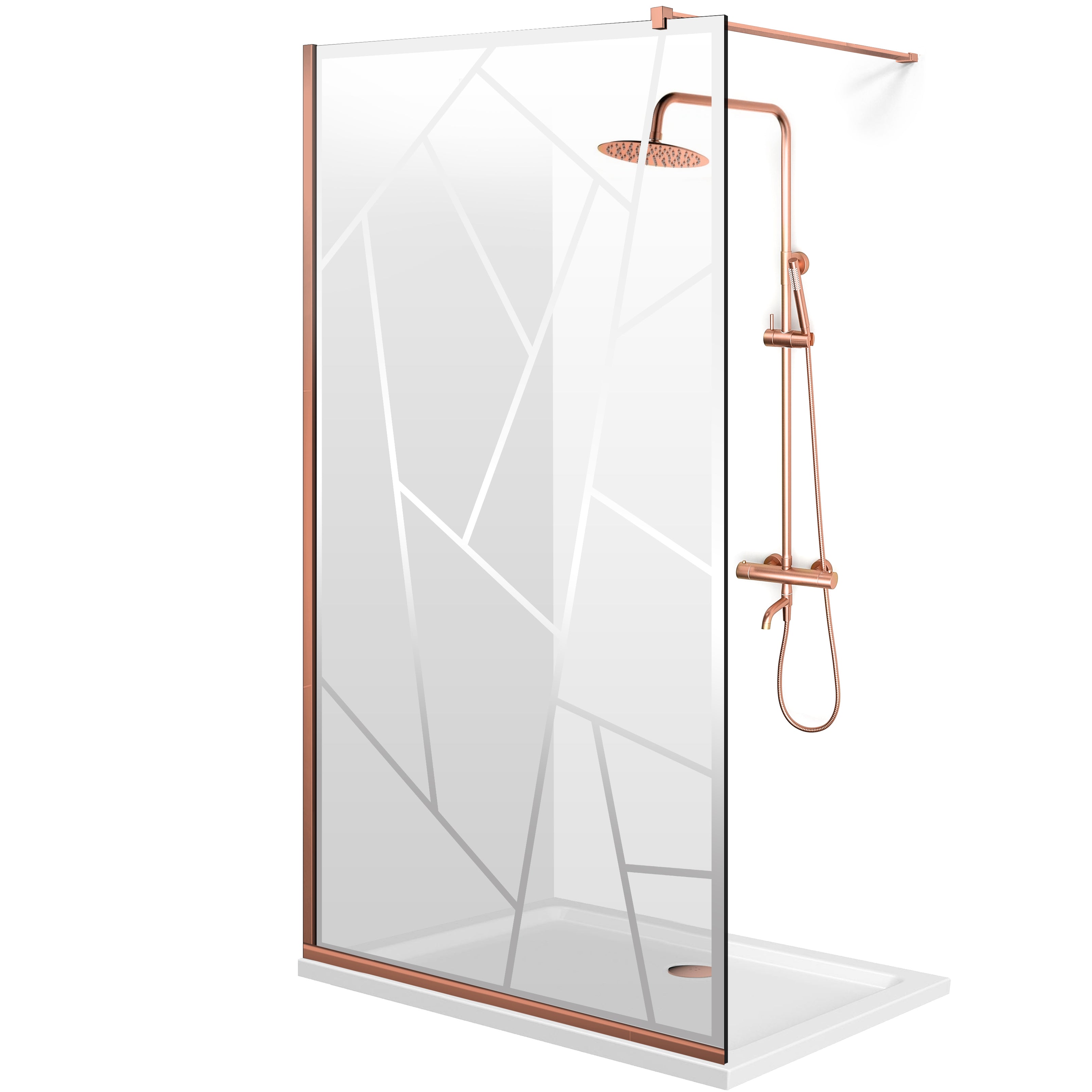Paravan dus Walk-in, Perete dus Copper, #Clara #Víztiszta