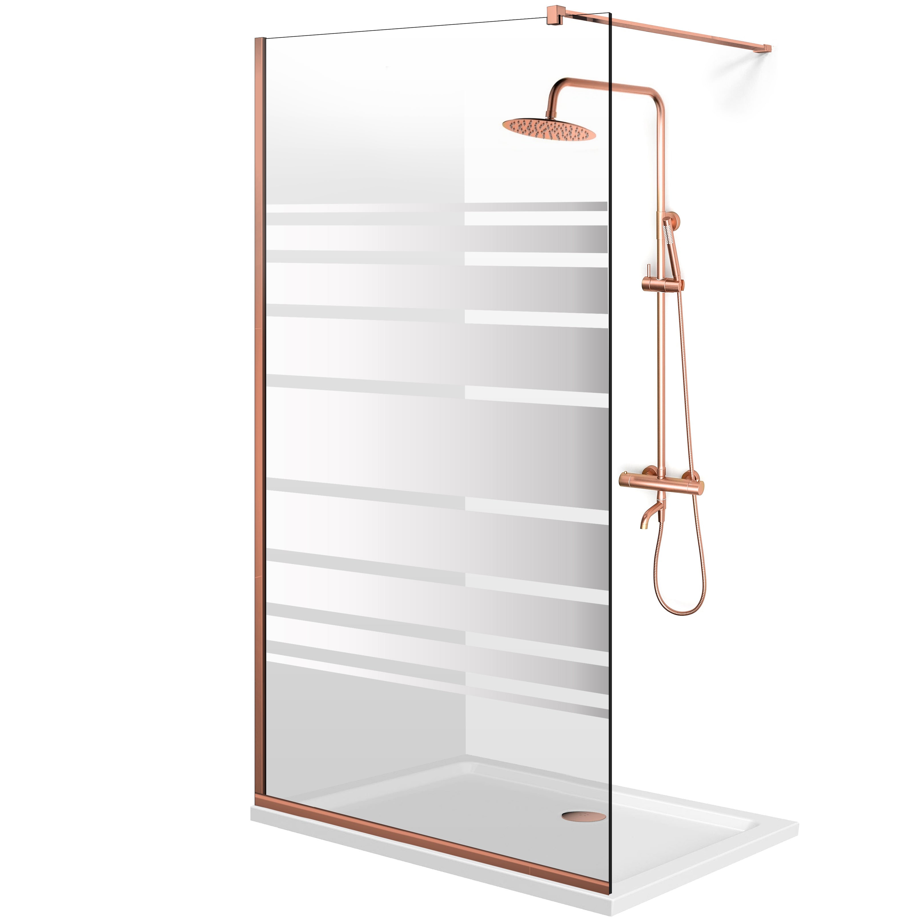 Paravan dus Walk-in, Perete dus Copper, #Clara #Víztiszta