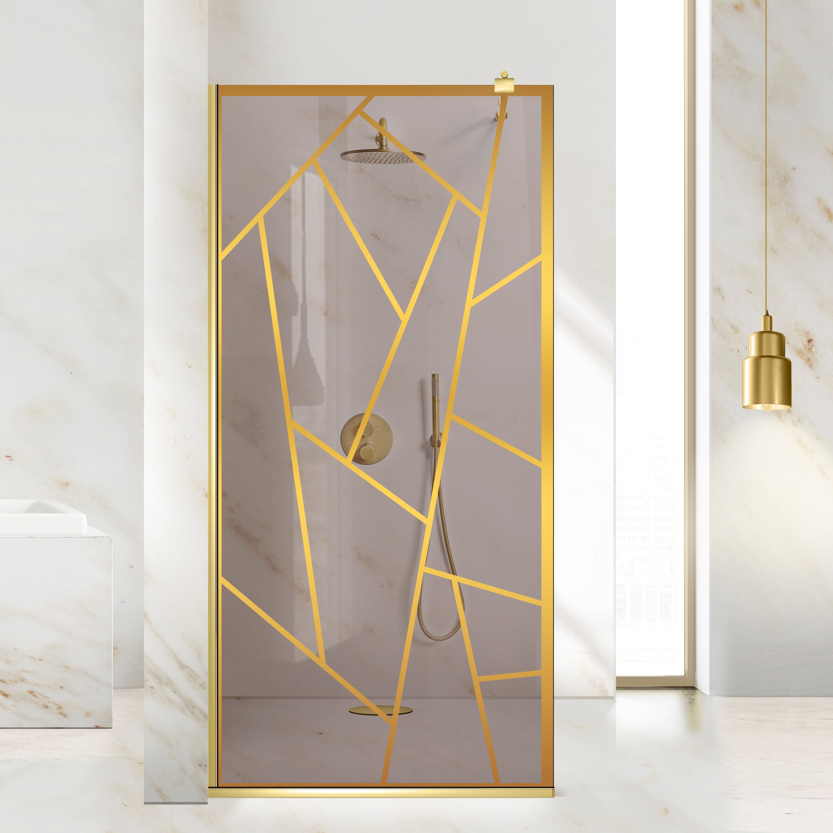 Paravan dus Walk-in, Perete dus Auriu, #Bronz #Bronz