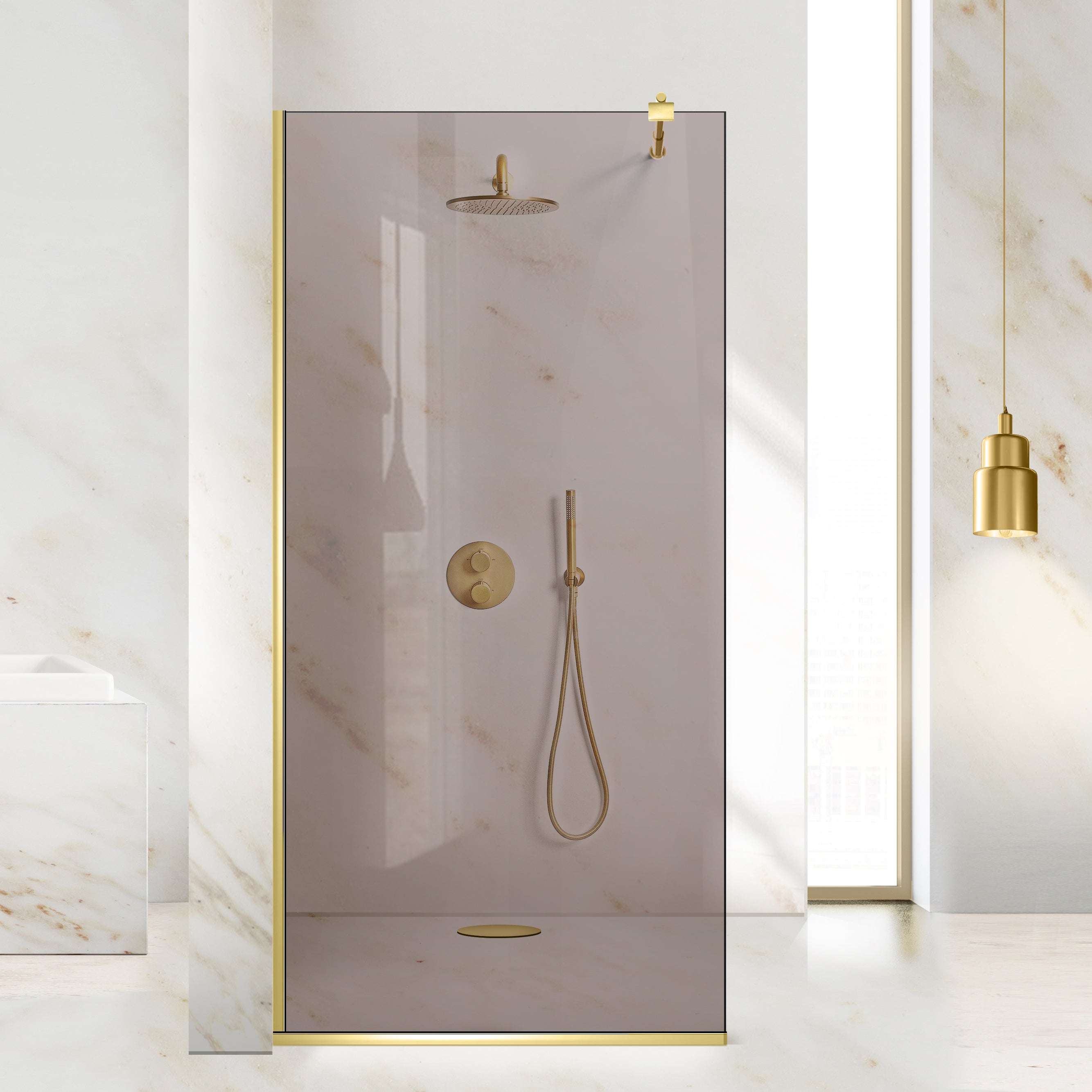 Paravan dus Walk-in, Perete dus Auriu, #Bronz #Bronz