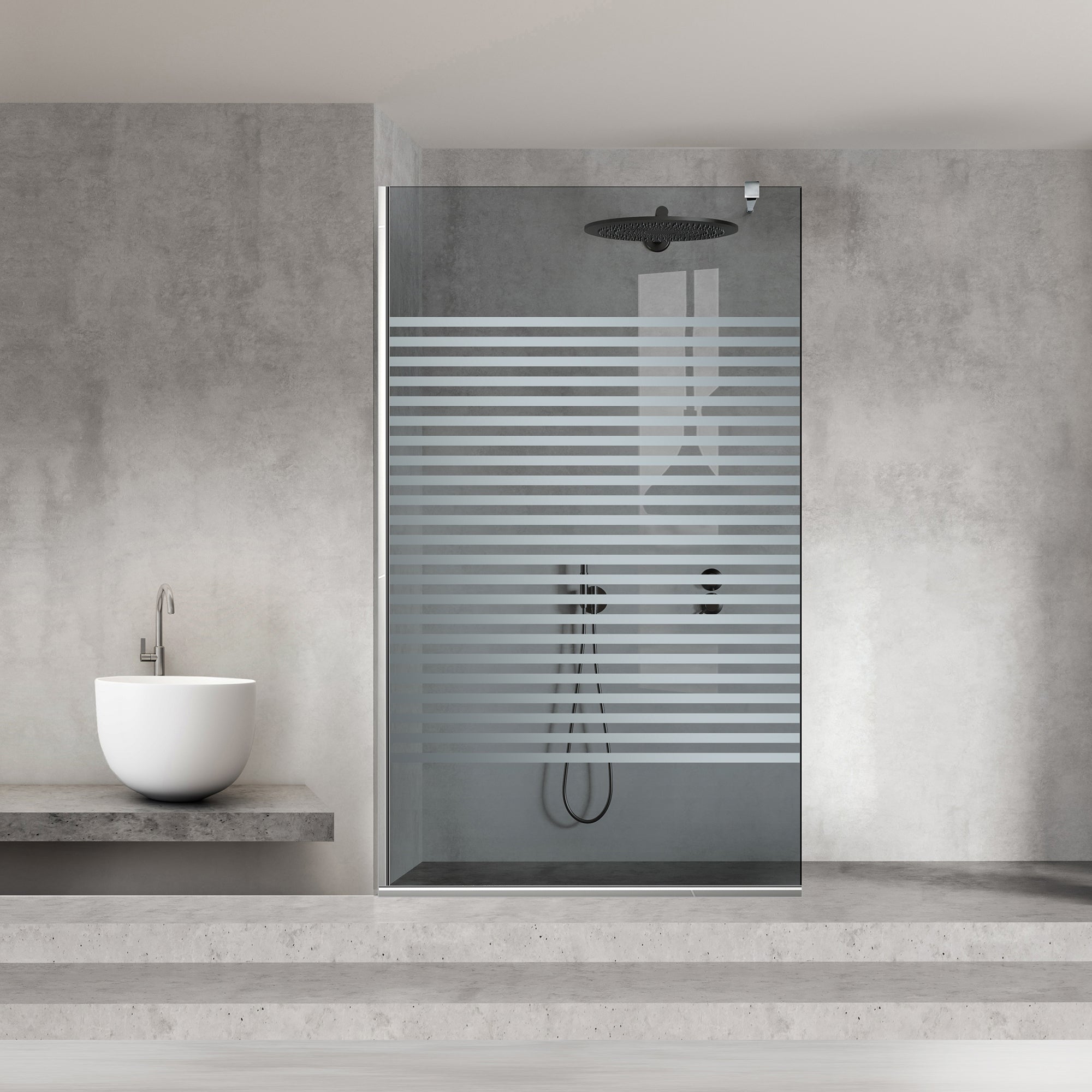 Paravan dus Walk-in, Perete dus Inox, #Gri #Szürke