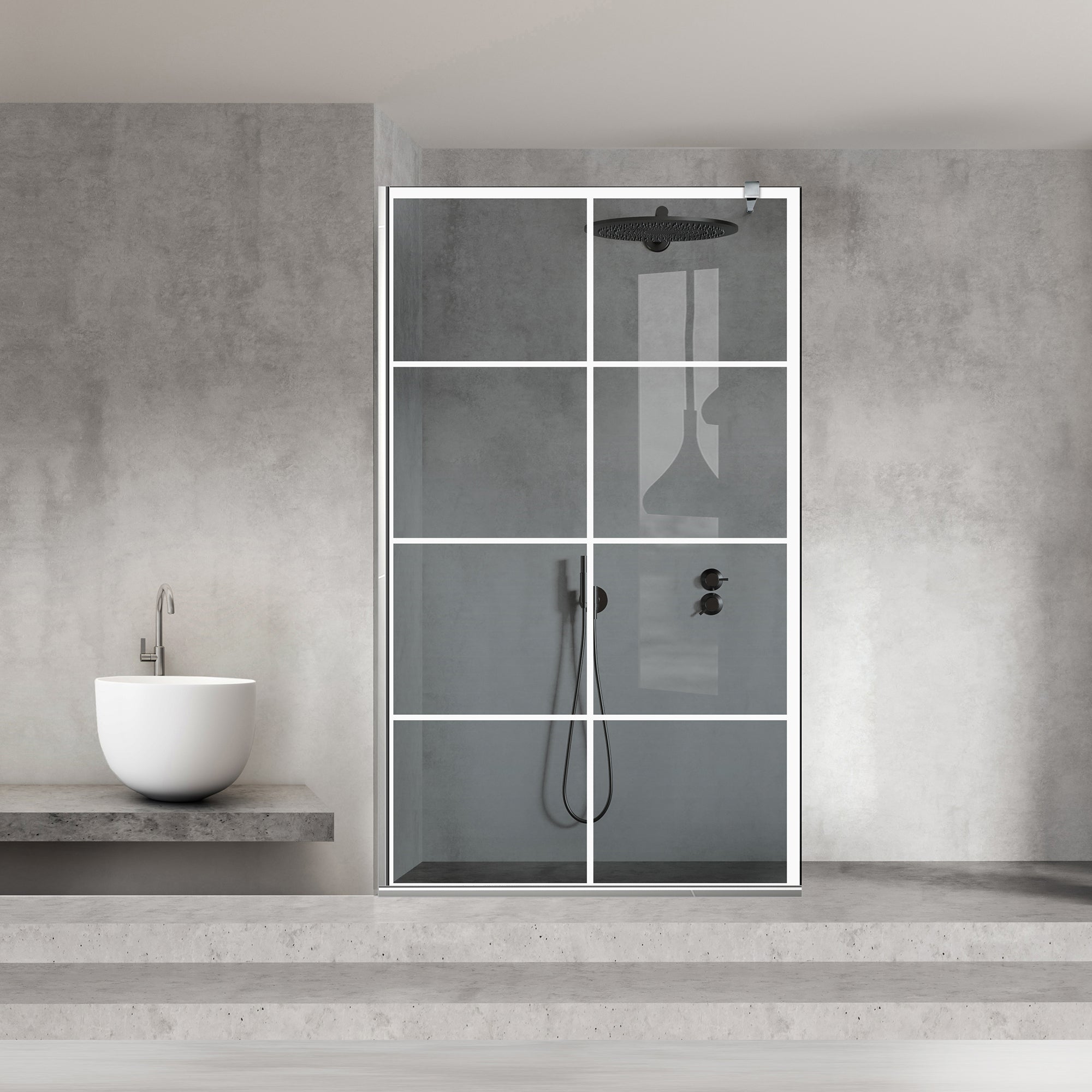 Paravan dus Walk-in, Perete dus Inox, #Gri #Szürke