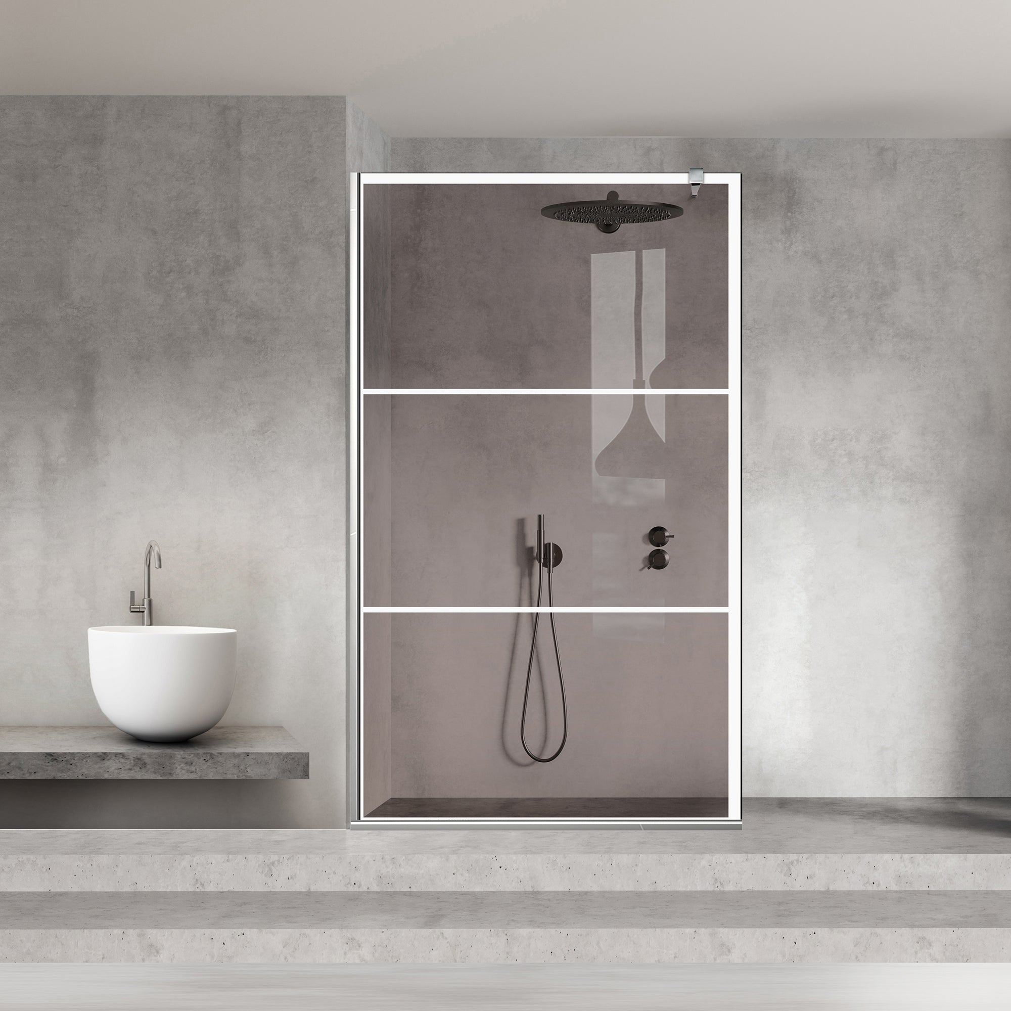 Paravan dus Walk-in, Perete dus Inox, #Bronz #Bronz