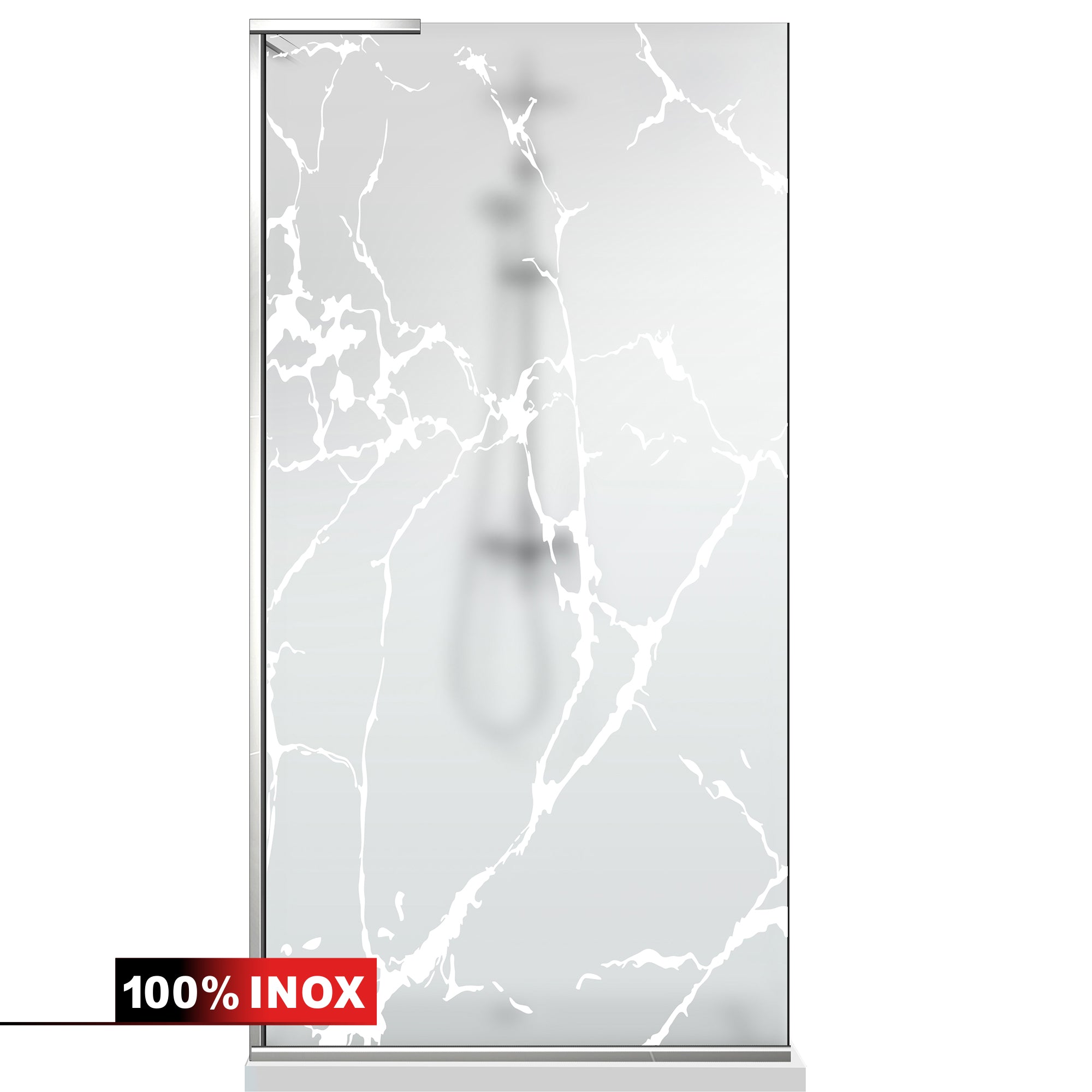 Paravan dus Walk-in, Perete dus Inox, #Mat #Matt