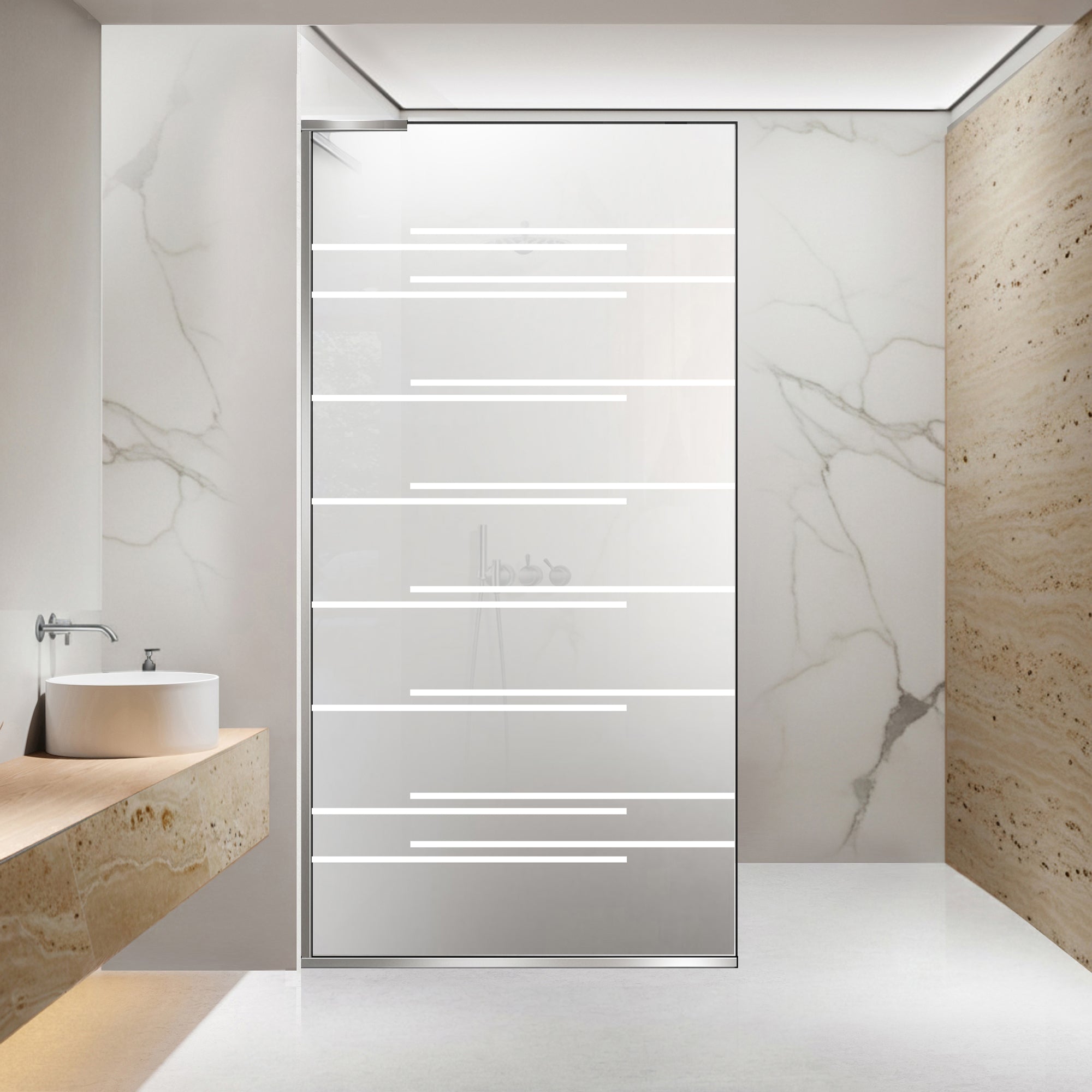 Paravan dus Walk-in, Perete dus Inox, #Mat #Matt