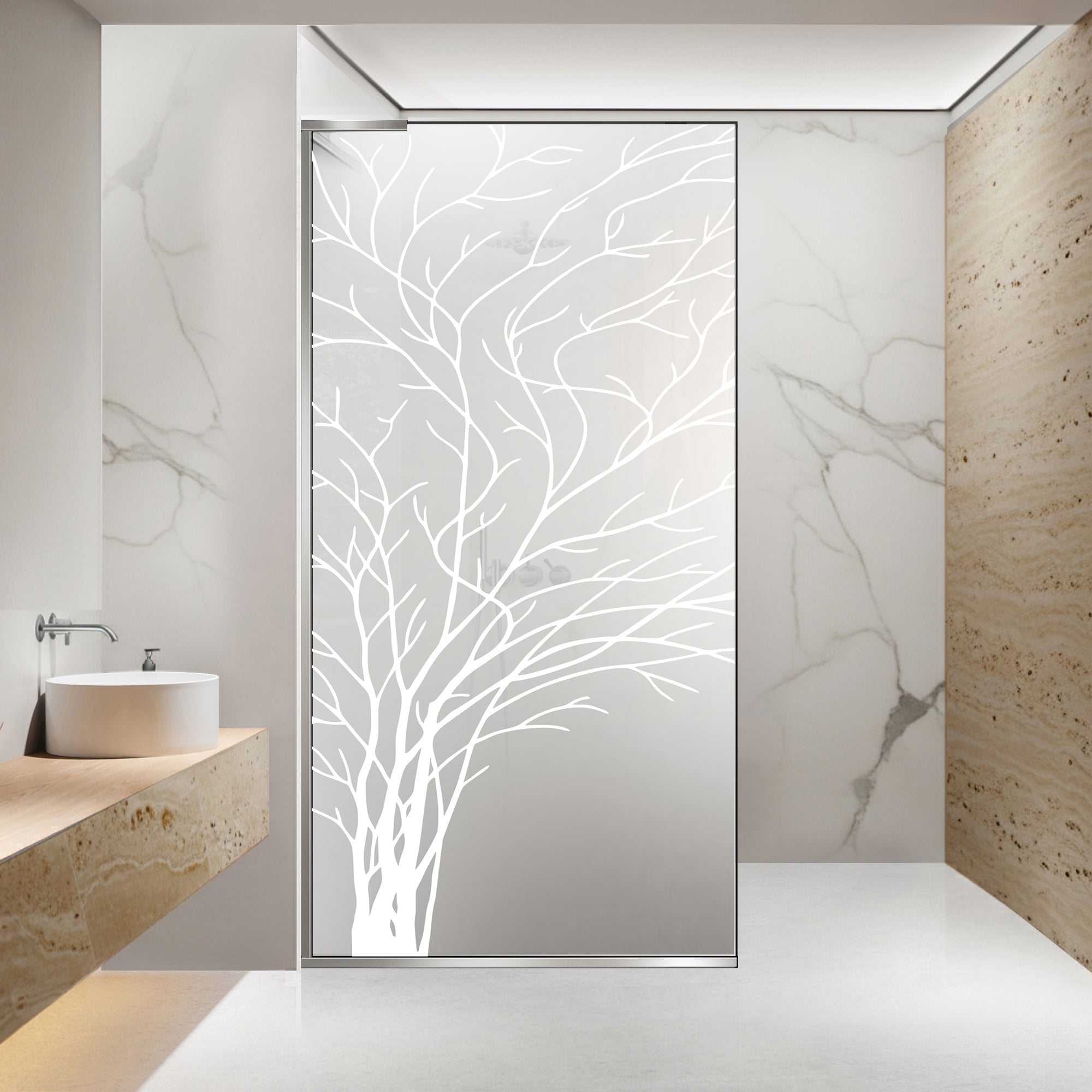 Paravan dus Walk-in, Perete dus Inox, #Mat #Matt