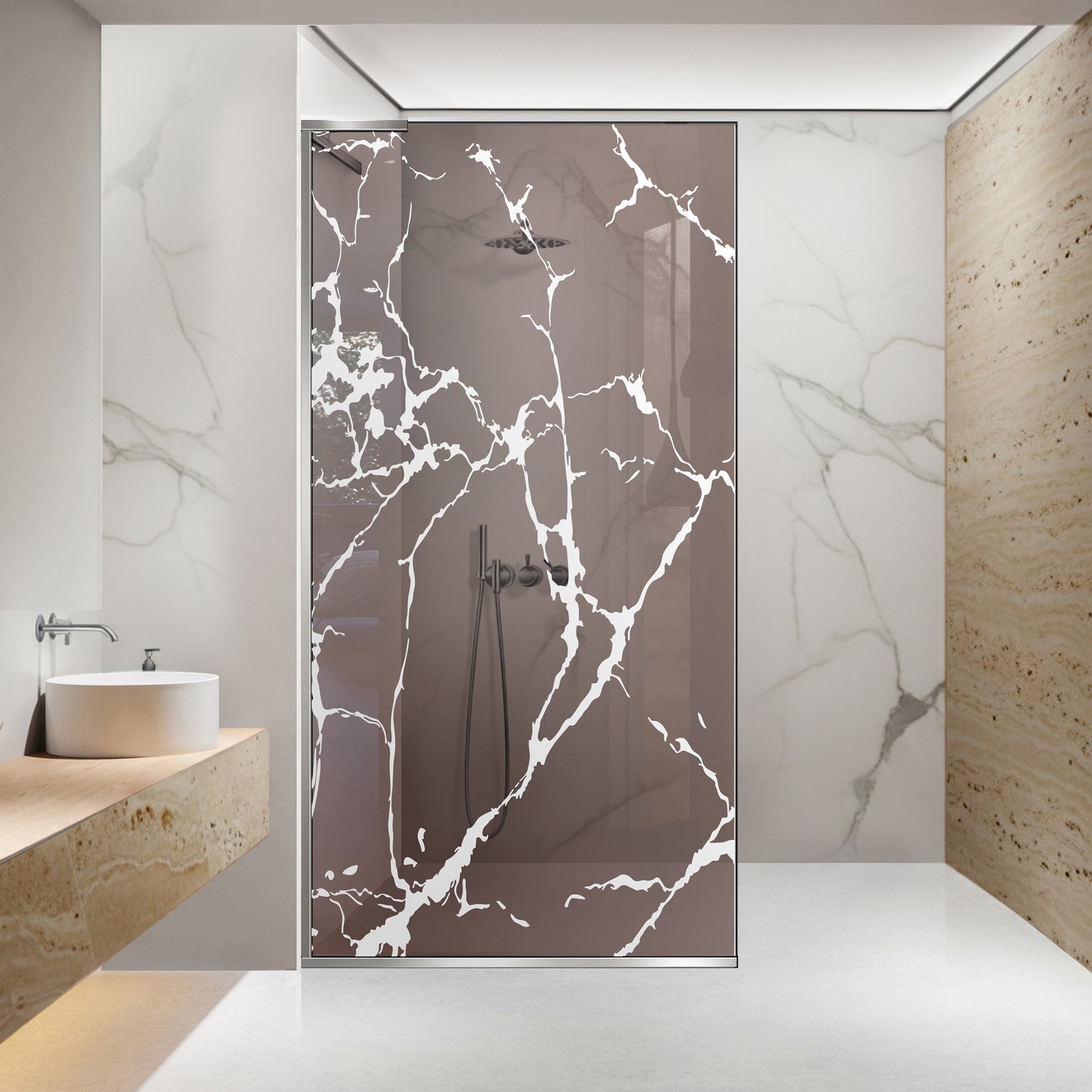 Paravan dus Walk-in, Perete dus Inox, #Bronz #Bronz