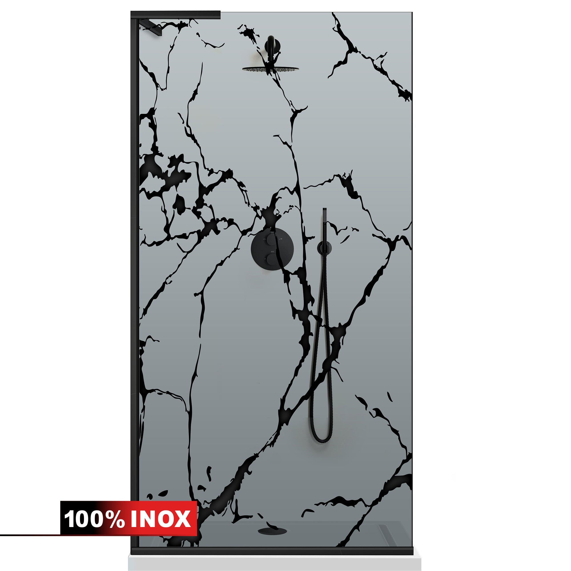 Paravan dus Walk-in, Perete dus Inox, #Gri #Szürke