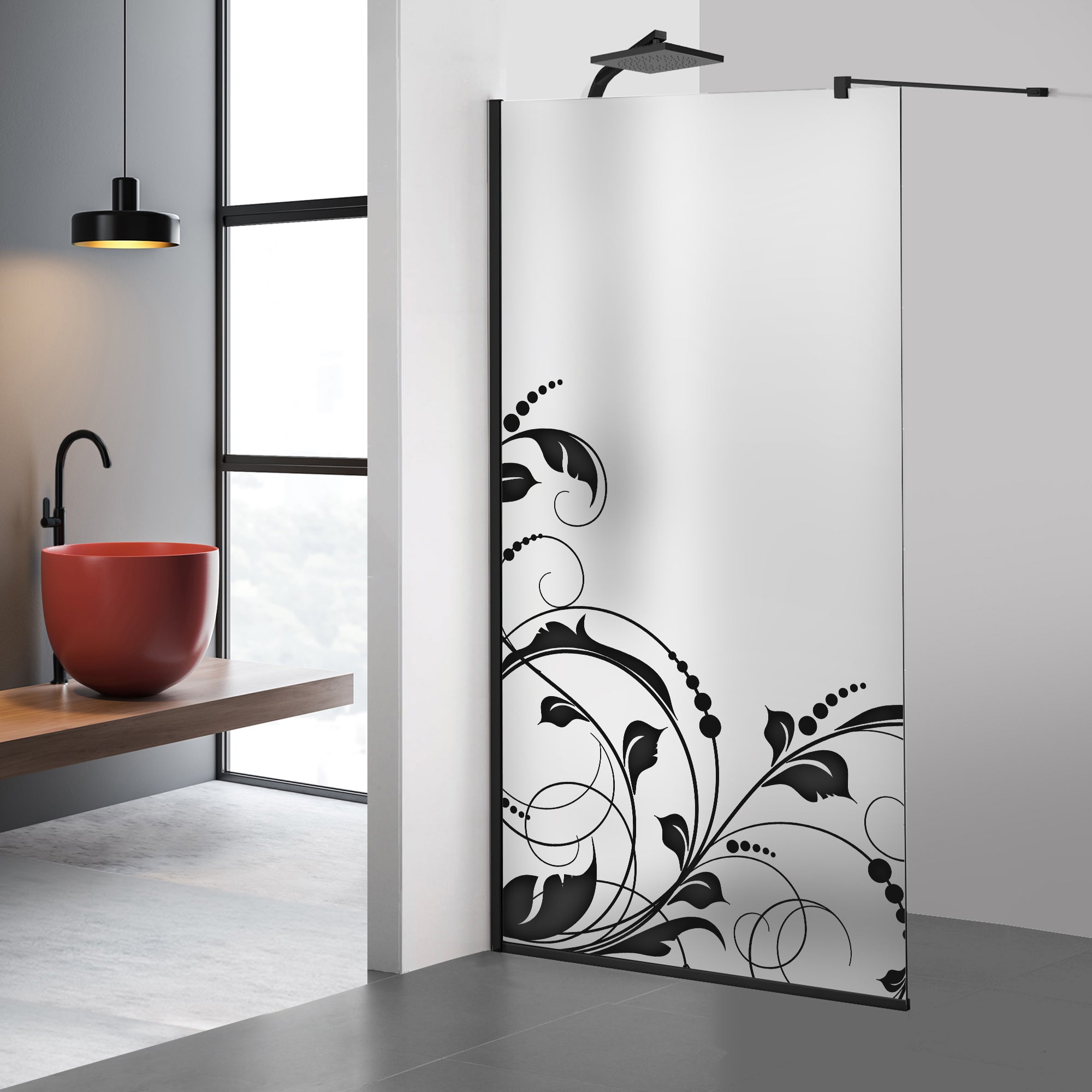 Paravan dus Walk-in, Perete dus Negru, #Mat #Matt