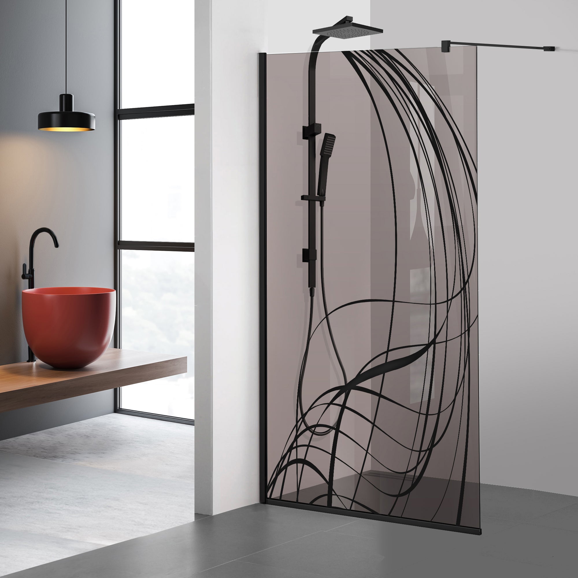 Paravan dus Walk-in, Perete dus Negru, #Bronz #Bronz