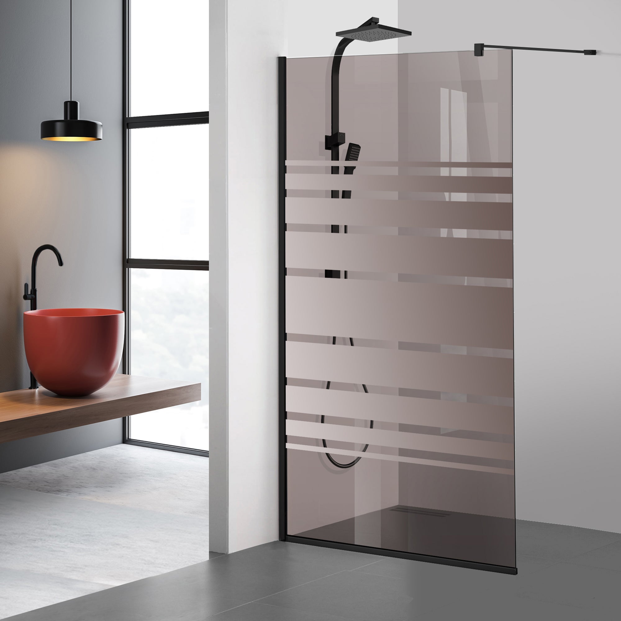 Paravan dus Walk-in, Perete dus Negru, #Bronz #Bronz