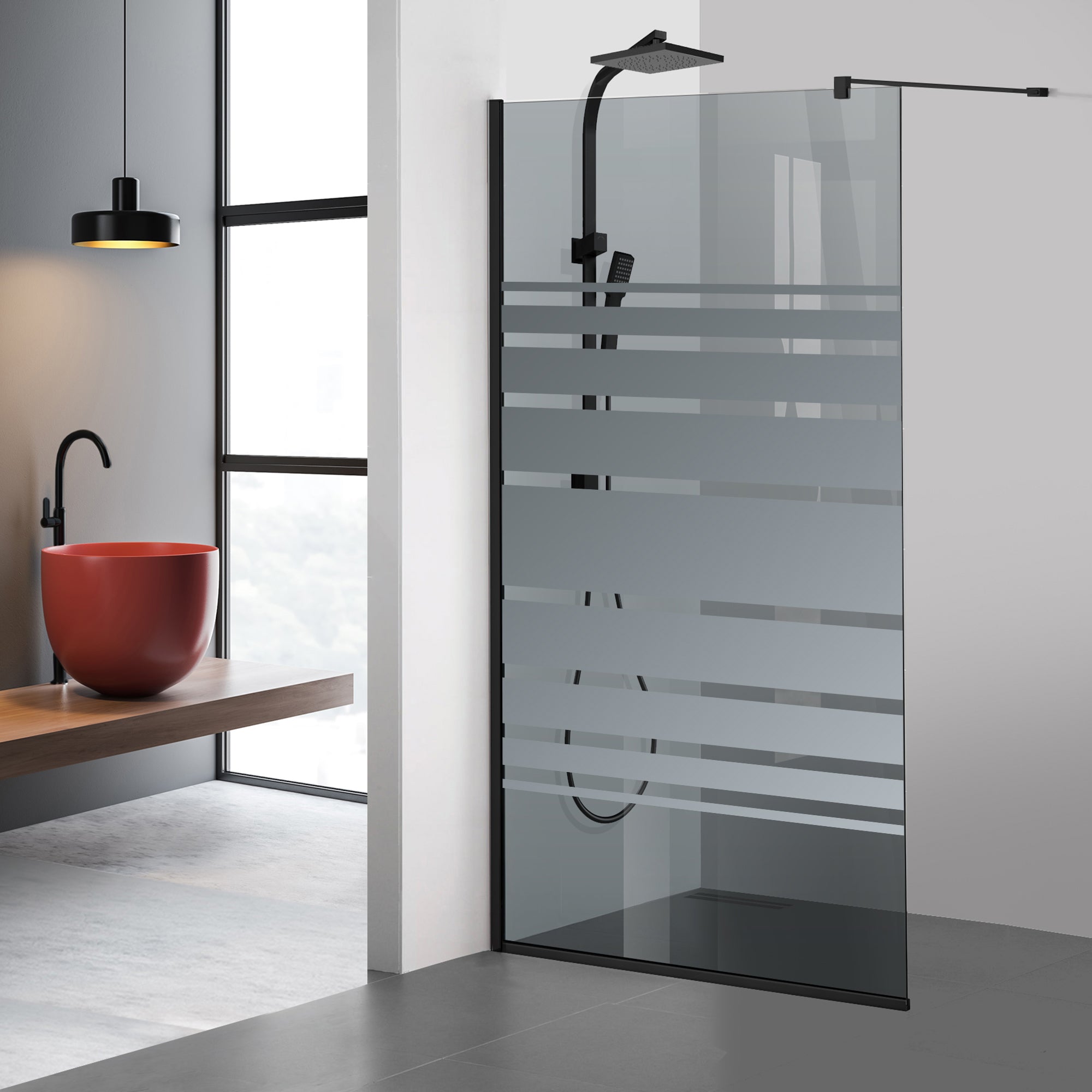 Paravan dus Walk-in, Perete dus Negru, #Gri #Szürke