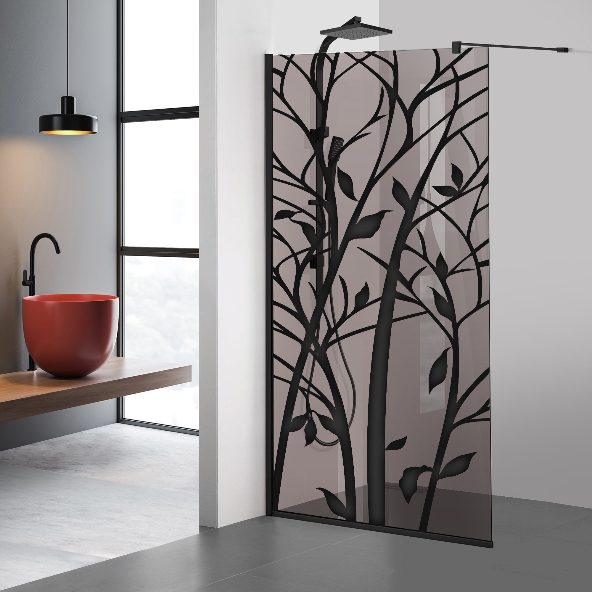 Paravan dus Walk-in, Perete dus Negru, #Bronz #Bronz