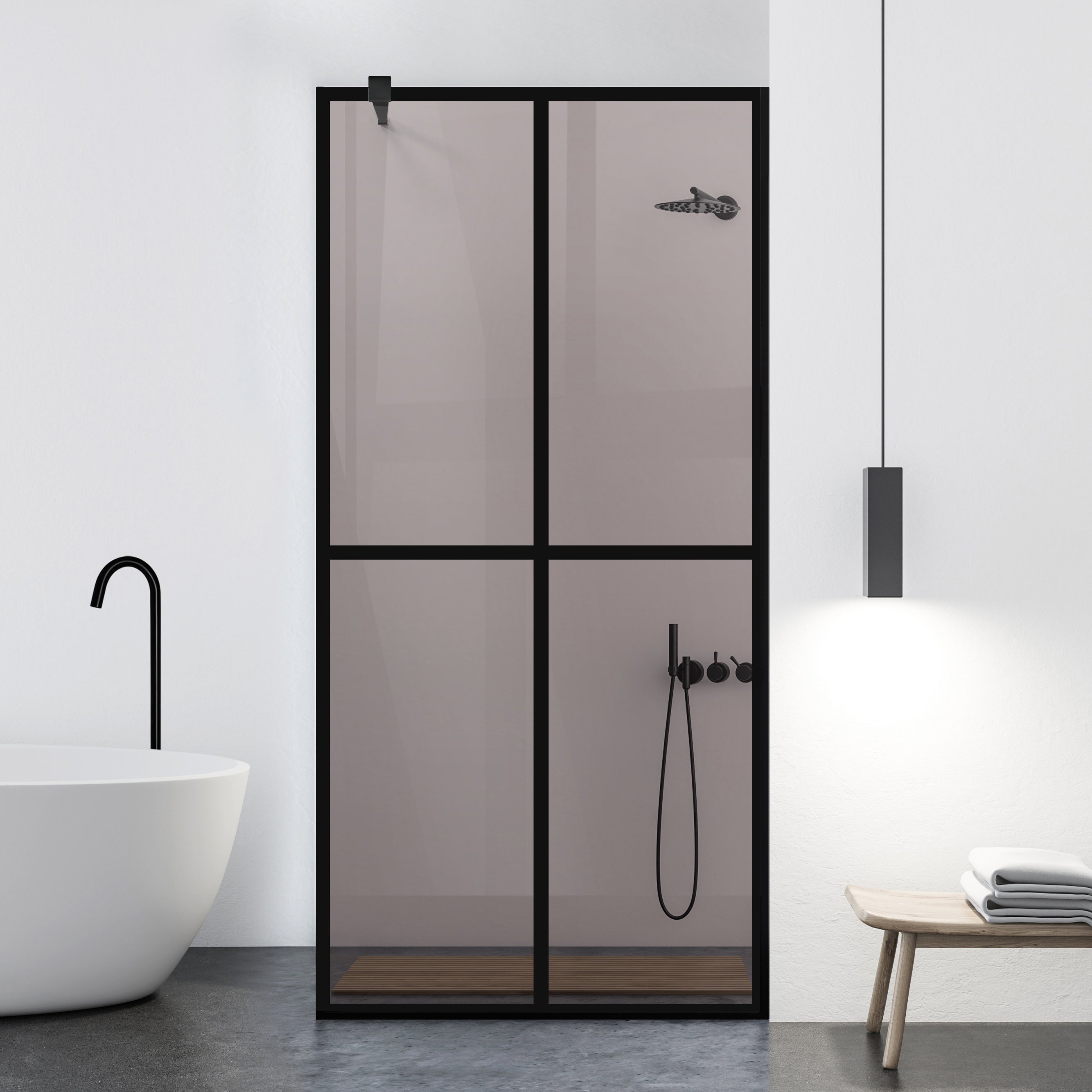 Paravan dus Walk-in, Perete dus Negru, #Bronz #Bronz