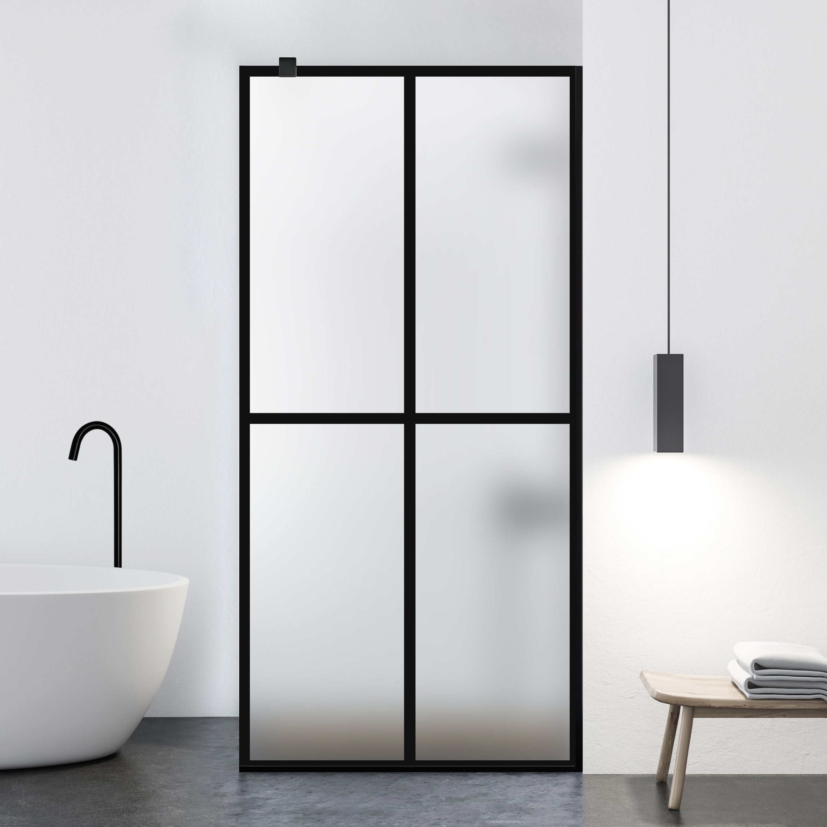 Paravan dus Walk-in, Perete dus Negru, #Mat #Matt