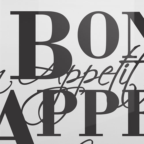 Sticla vopsita pentru placari bucatarii, model BON APPETIT