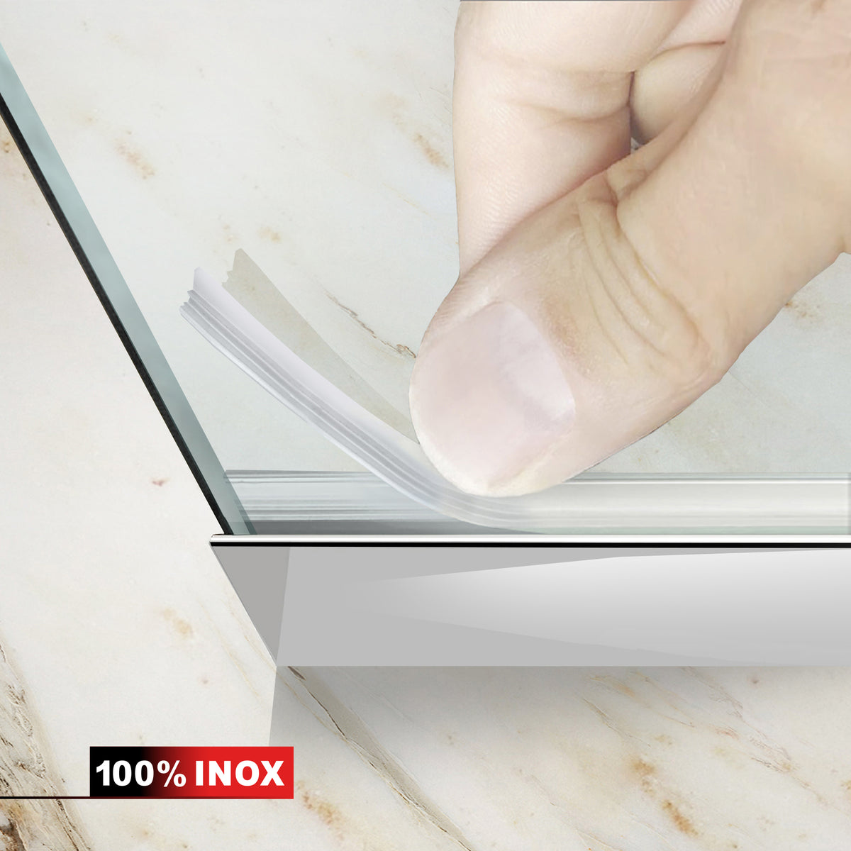 Paravan dus Walk-in, Perete dus Inox, #Clara