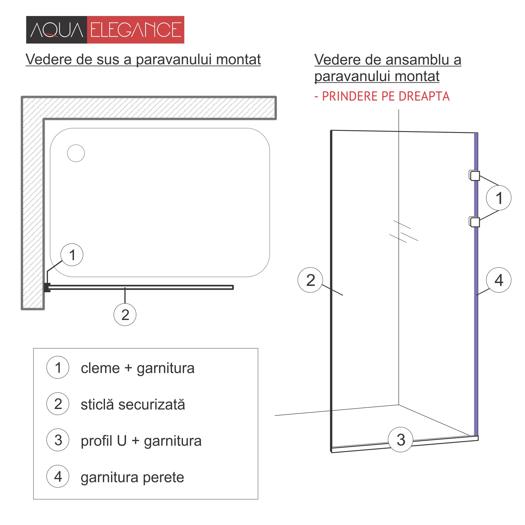 Paravan dus Walk-in, Perete dus Inox, #Gri #Bronz