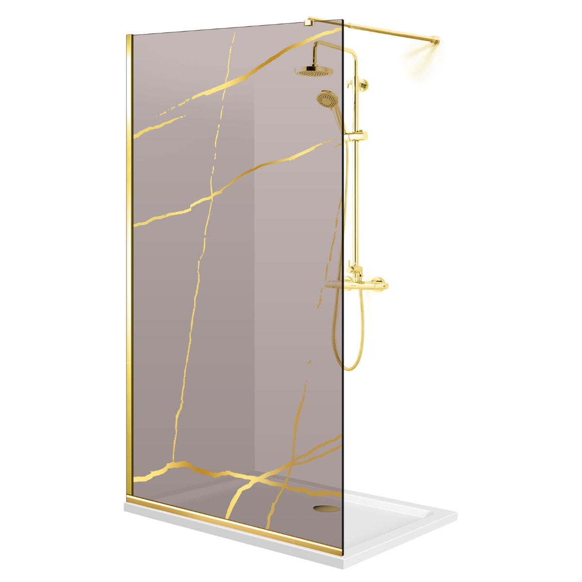Paravan dus Walk-in, Perete dus  Auriu, #Bronz #Bronz
