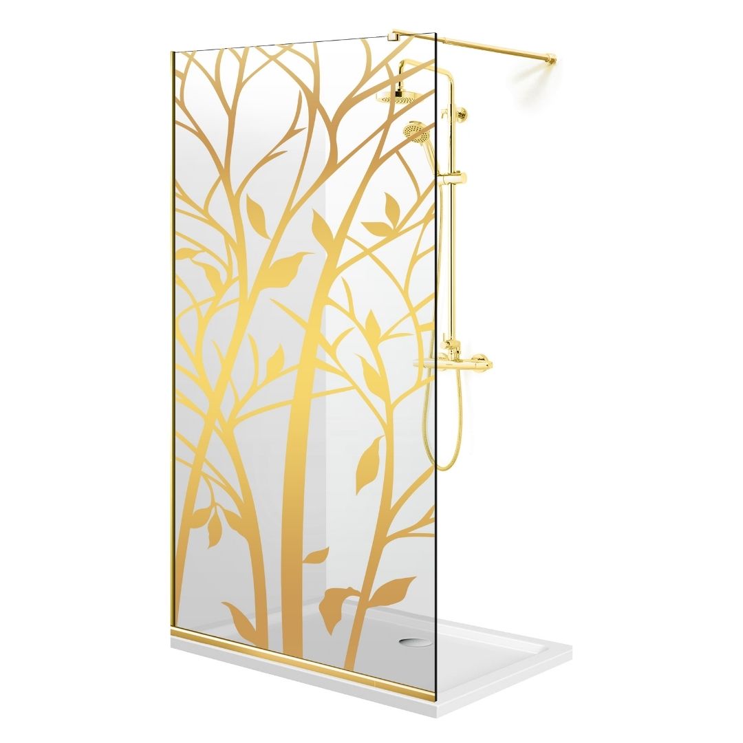 Paravan dus Walk-in, Perete dus  Auriu, #Clara #Víztiszta